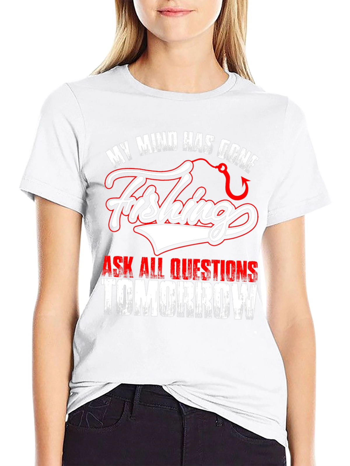 Gone Fishing Graphic Tee - Mens Black Cotton T-Shirt