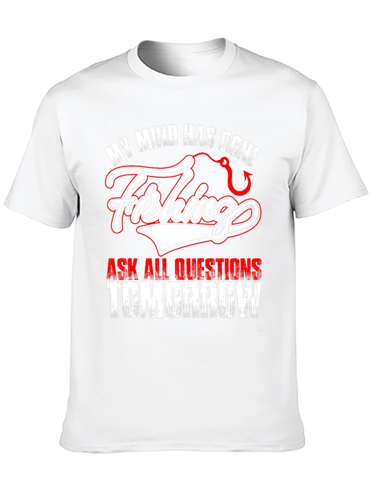 Gone Fishing Graphic Tee - Mens Black Cotton T-Shirt