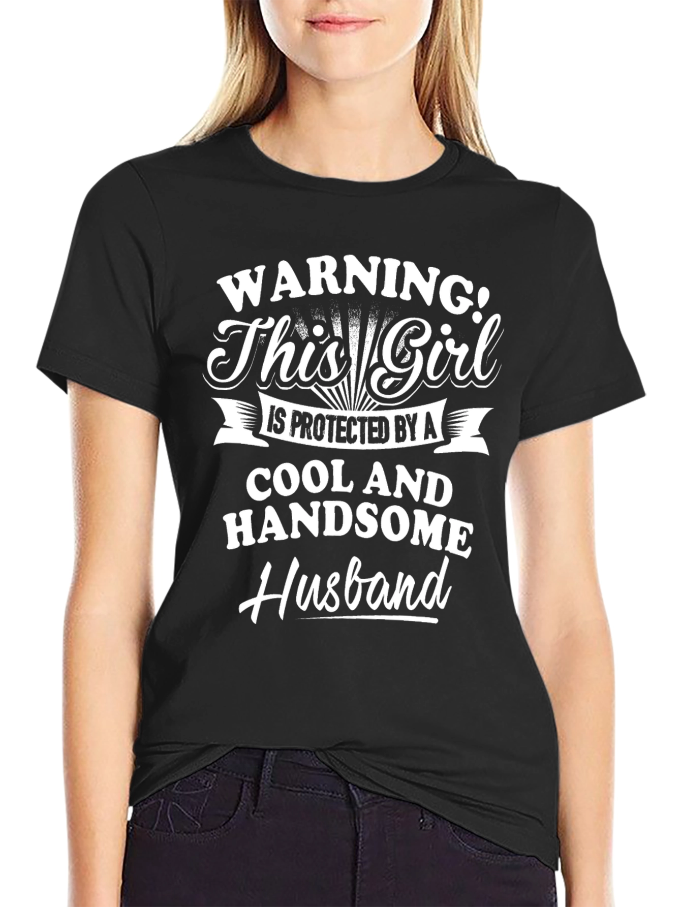 Warning! Protected by Cool Handsome Husband Graphic Tee