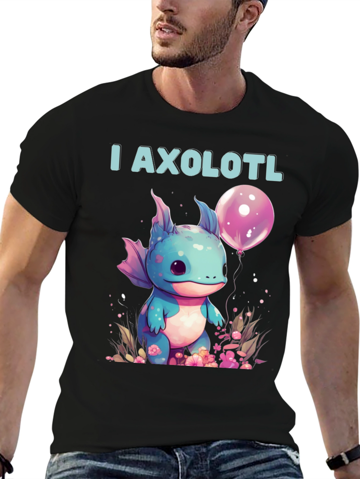 I Axolotl T-Shirt: Cute Amphibian with Balloon