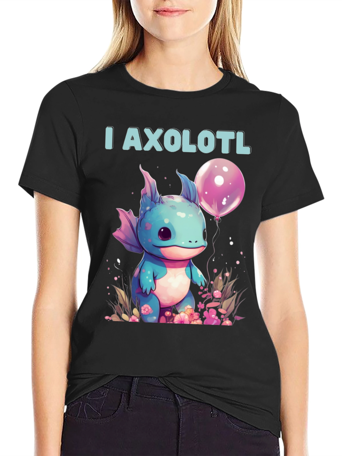 I Axolotl T-Shirt: Cute Amphibian with Balloon