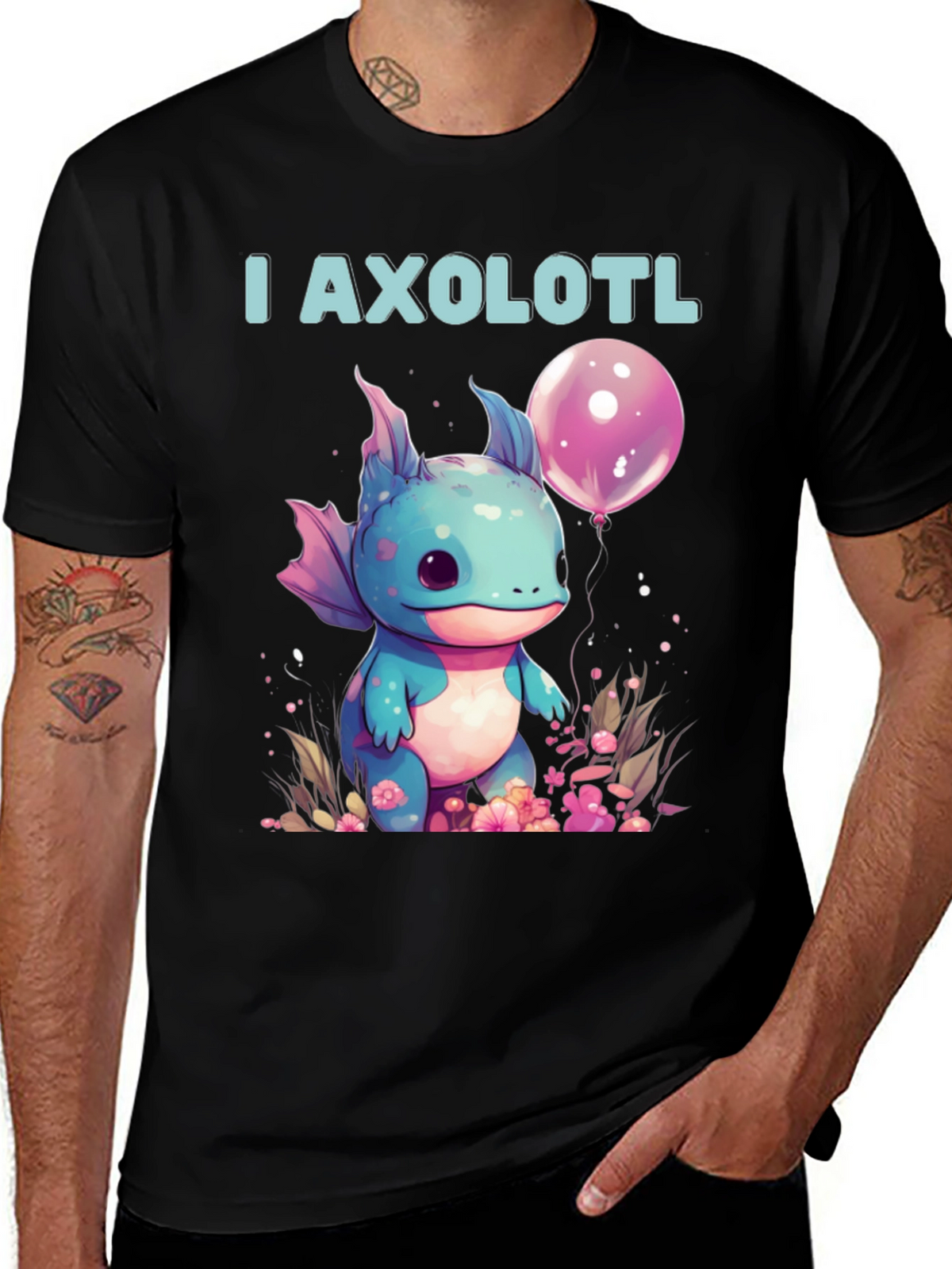 I Axolotl T-Shirt: Cute Amphibian with Balloon