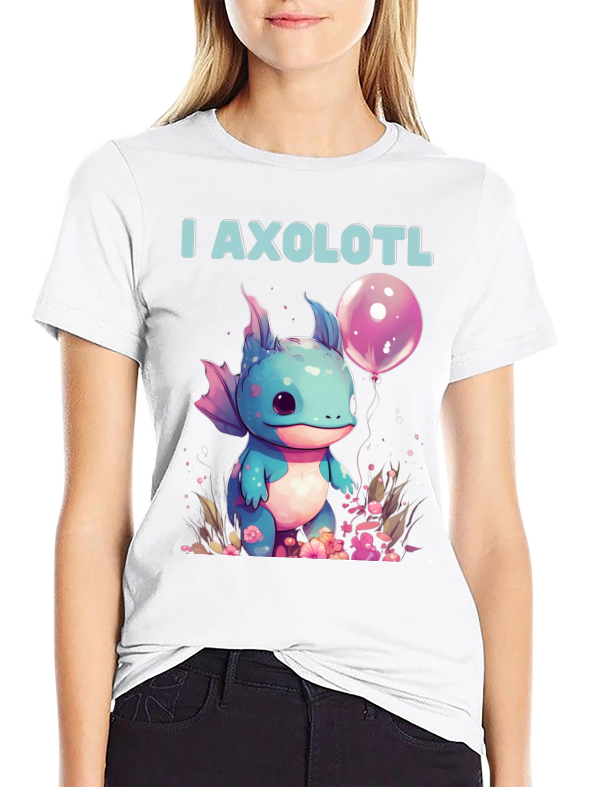 I Axolotl T-Shirt: Cute Amphibian with Balloon