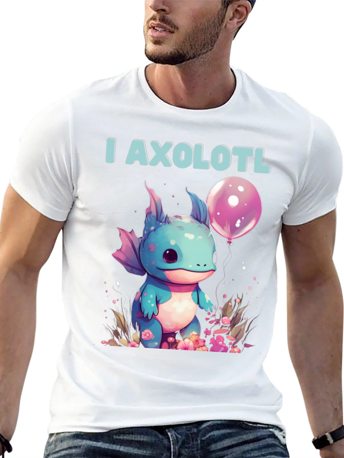 I Axolotl T-Shirt: Cute Amphibian with Balloon
