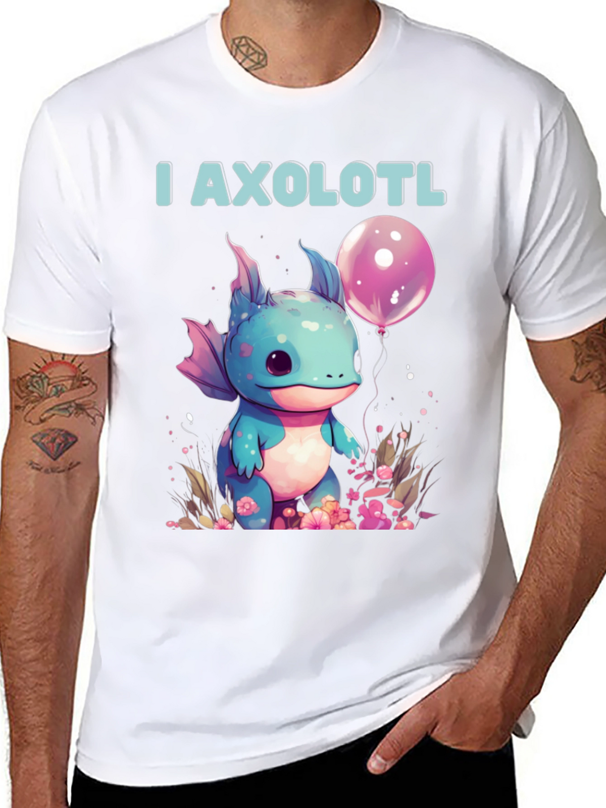 I Axolotl T-Shirt: Cute Amphibian with Balloon