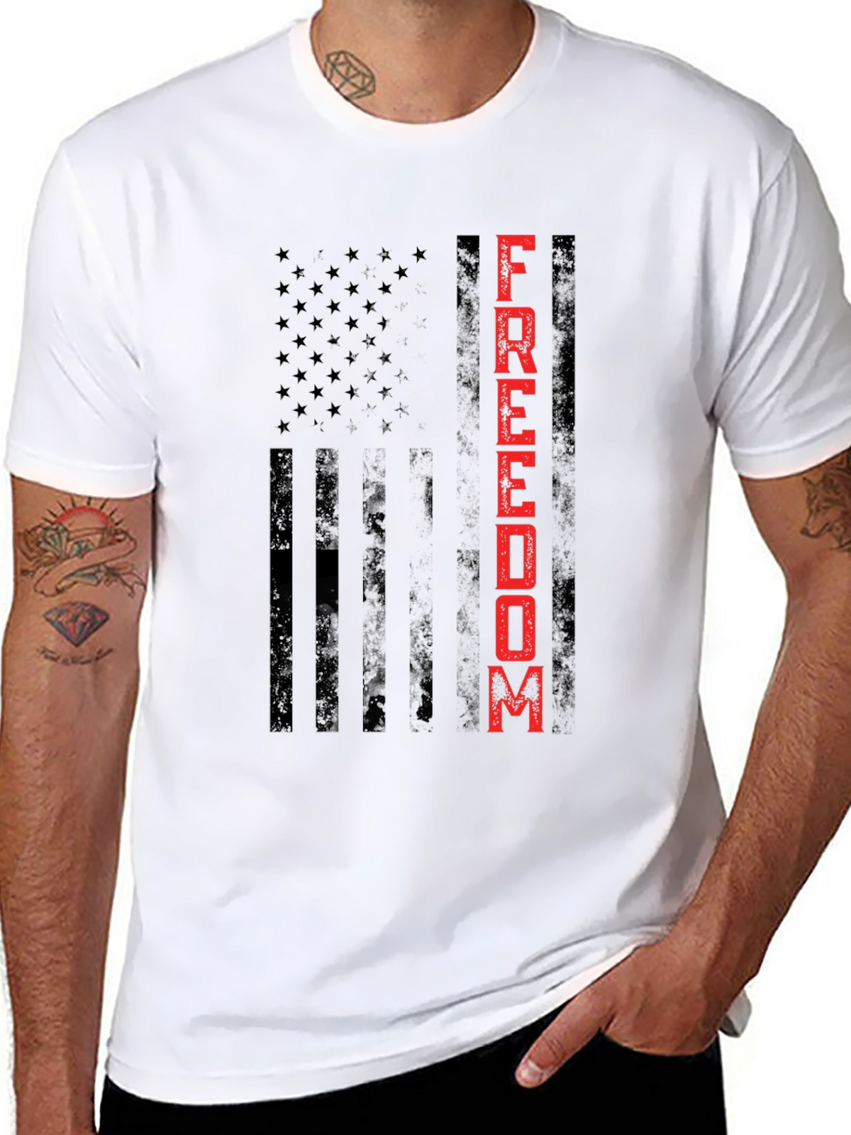 Freedom Flag Graphic Tee - Patriotic Design