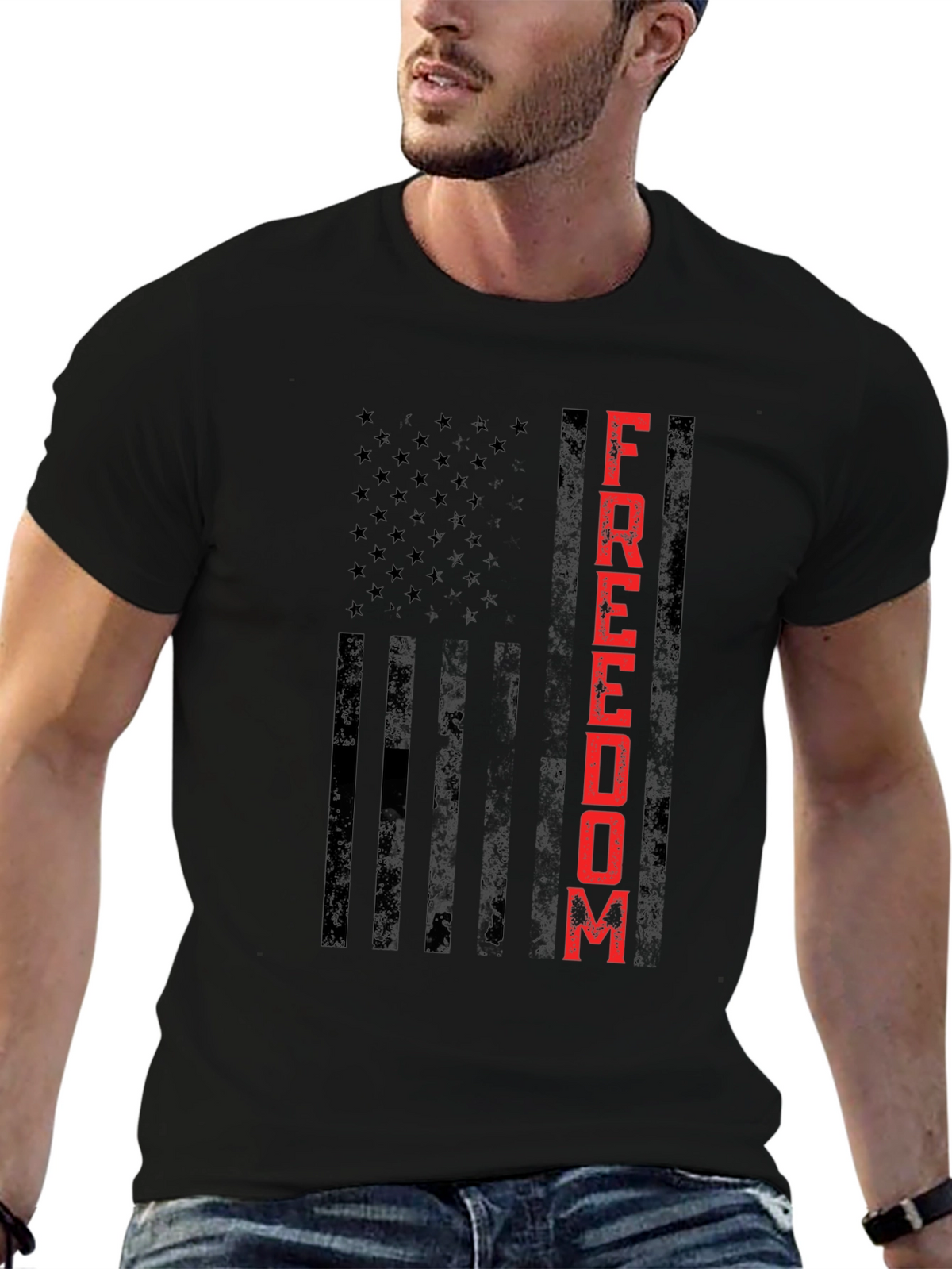Freedom Flag Graphic Tee - Patriotic Design