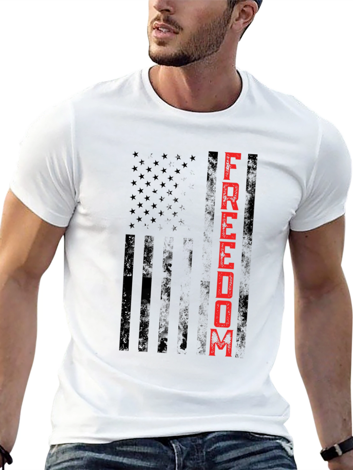 Freedom Flag Graphic Tee - Patriotic Design