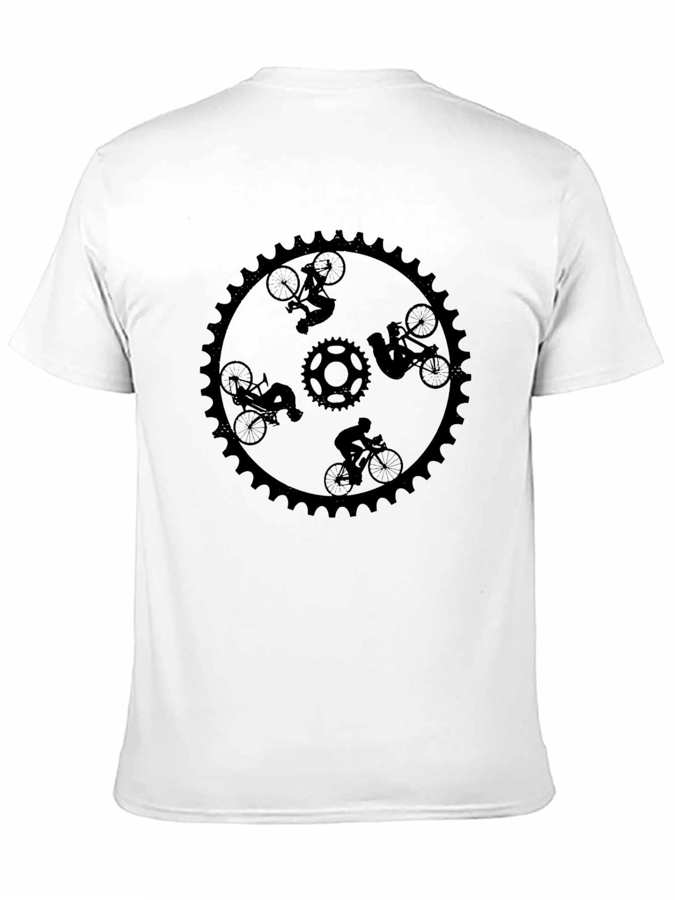 Cycling Sprocket Graphic Tee - Black Cotton Casual Shirt