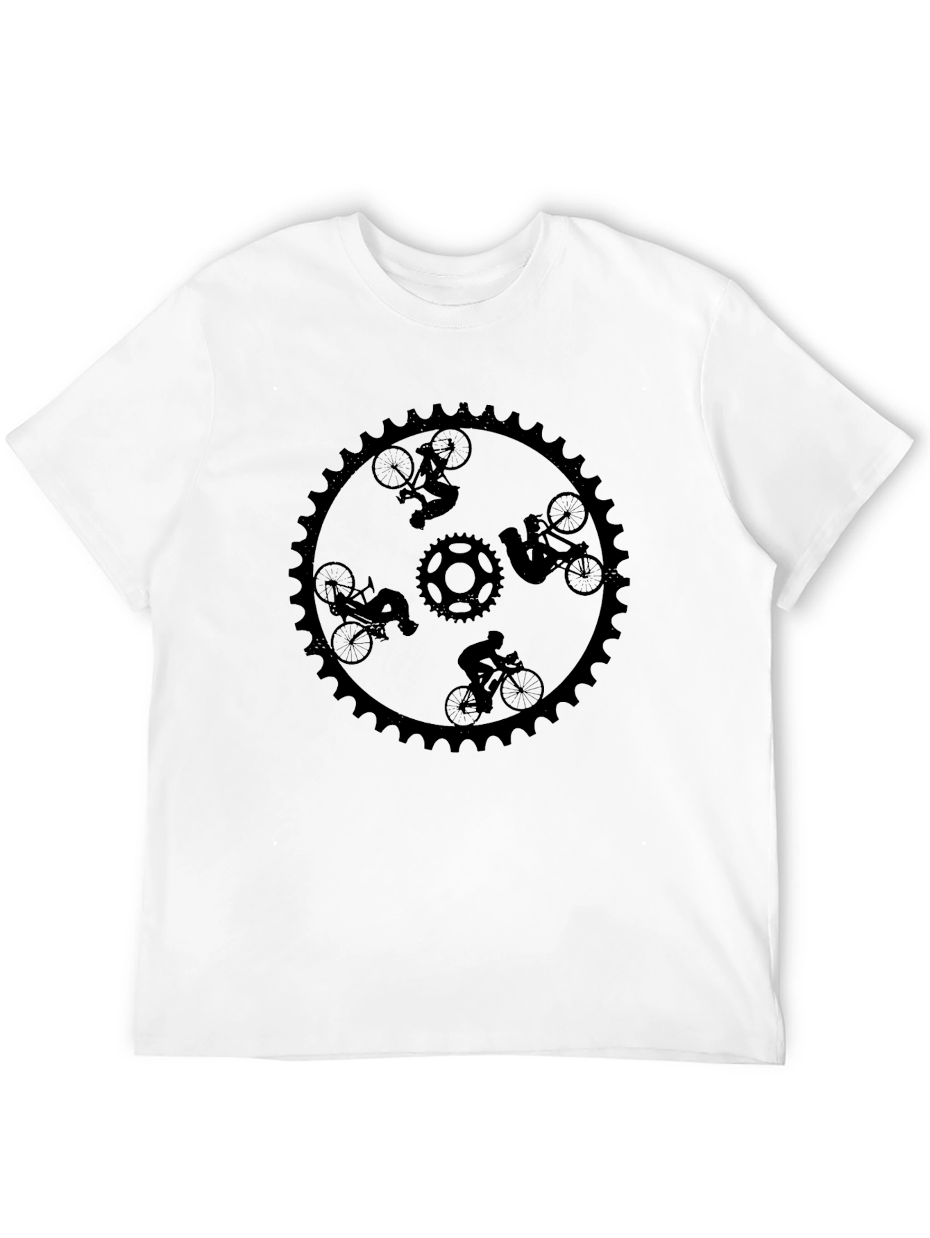 Cycling Sprocket Graphic Tee - Black Cotton Casual Shirt