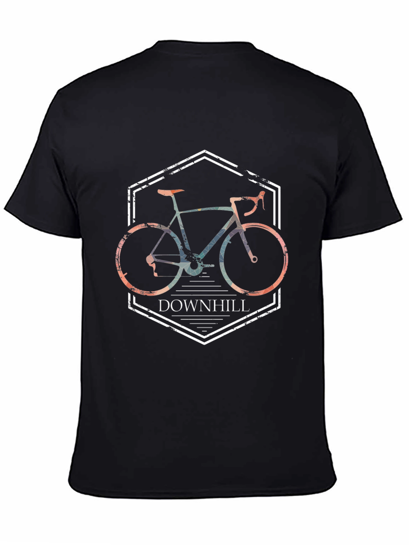 Downhill Bike Graphic Tee - Black Cotton Blend T-Shirt