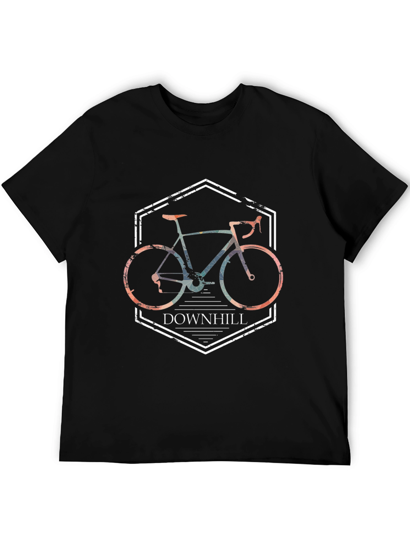 Downhill Bike Graphic Tee - Black Cotton Blend T-Shirt