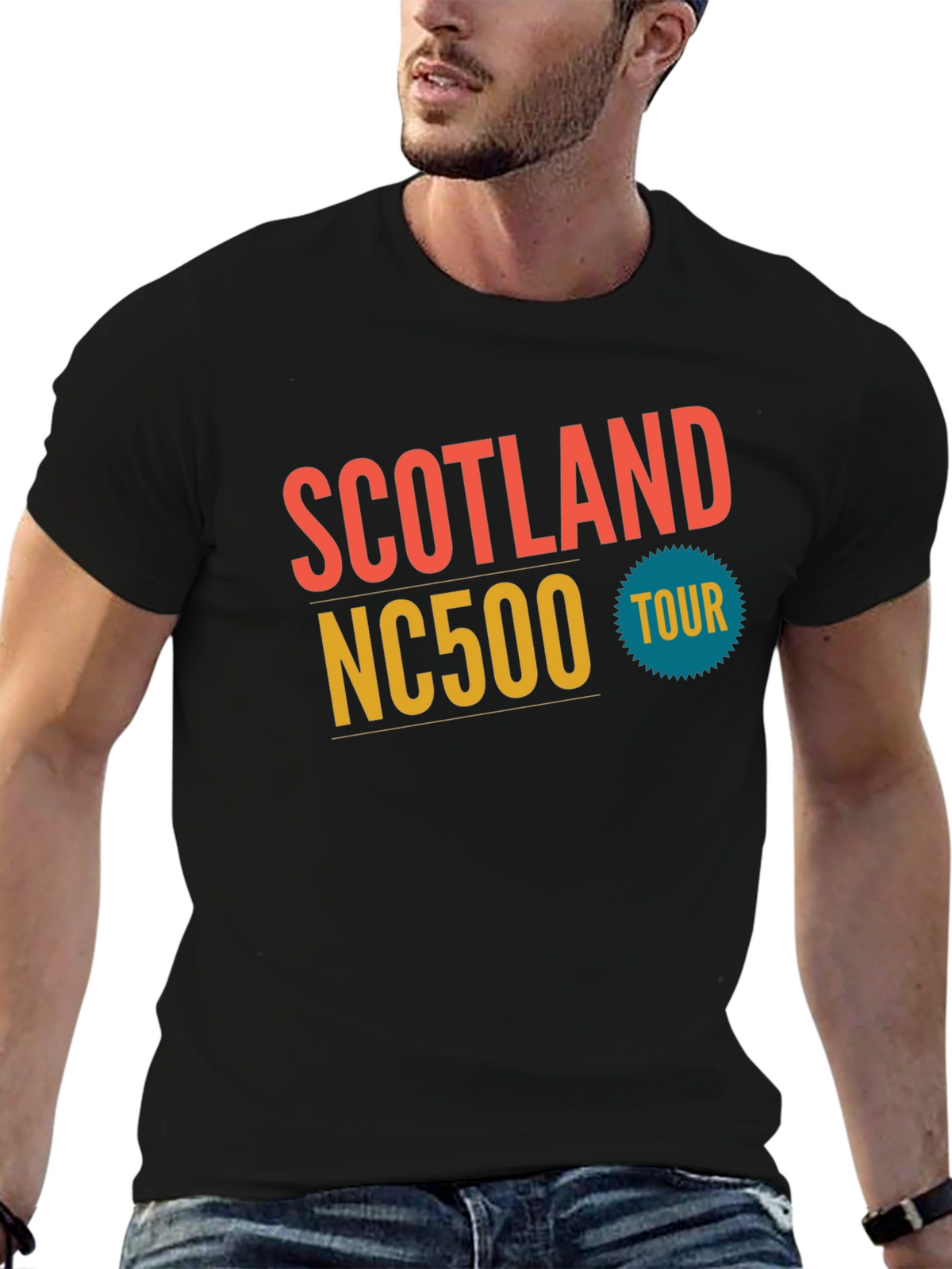 Scotland NC500 Tour Black Graphic T-Shirt