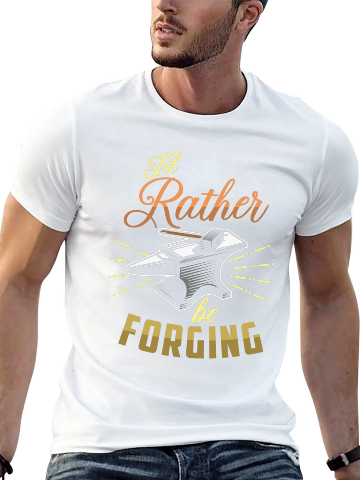 Id Rather Be Forging T-Shirt Blacksmith Anvil Tee