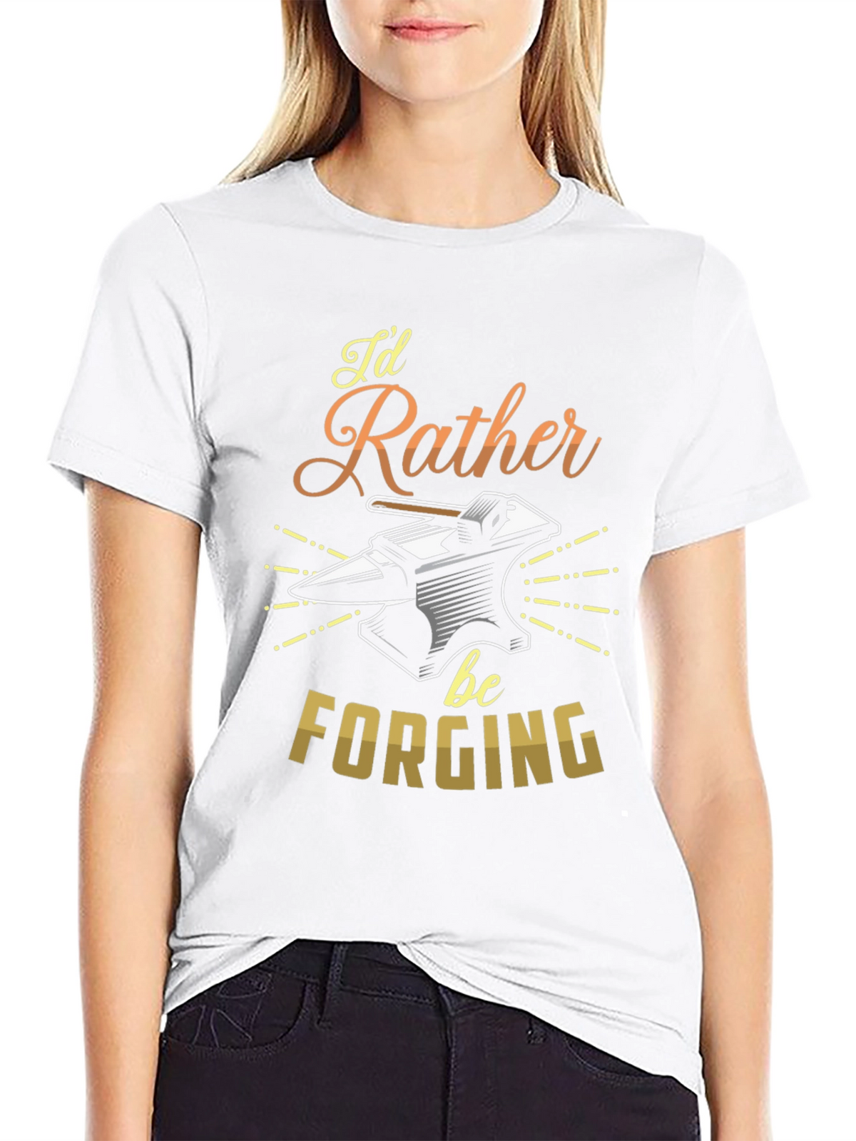 Id Rather Be Forging T-Shirt Blacksmith Anvil Tee