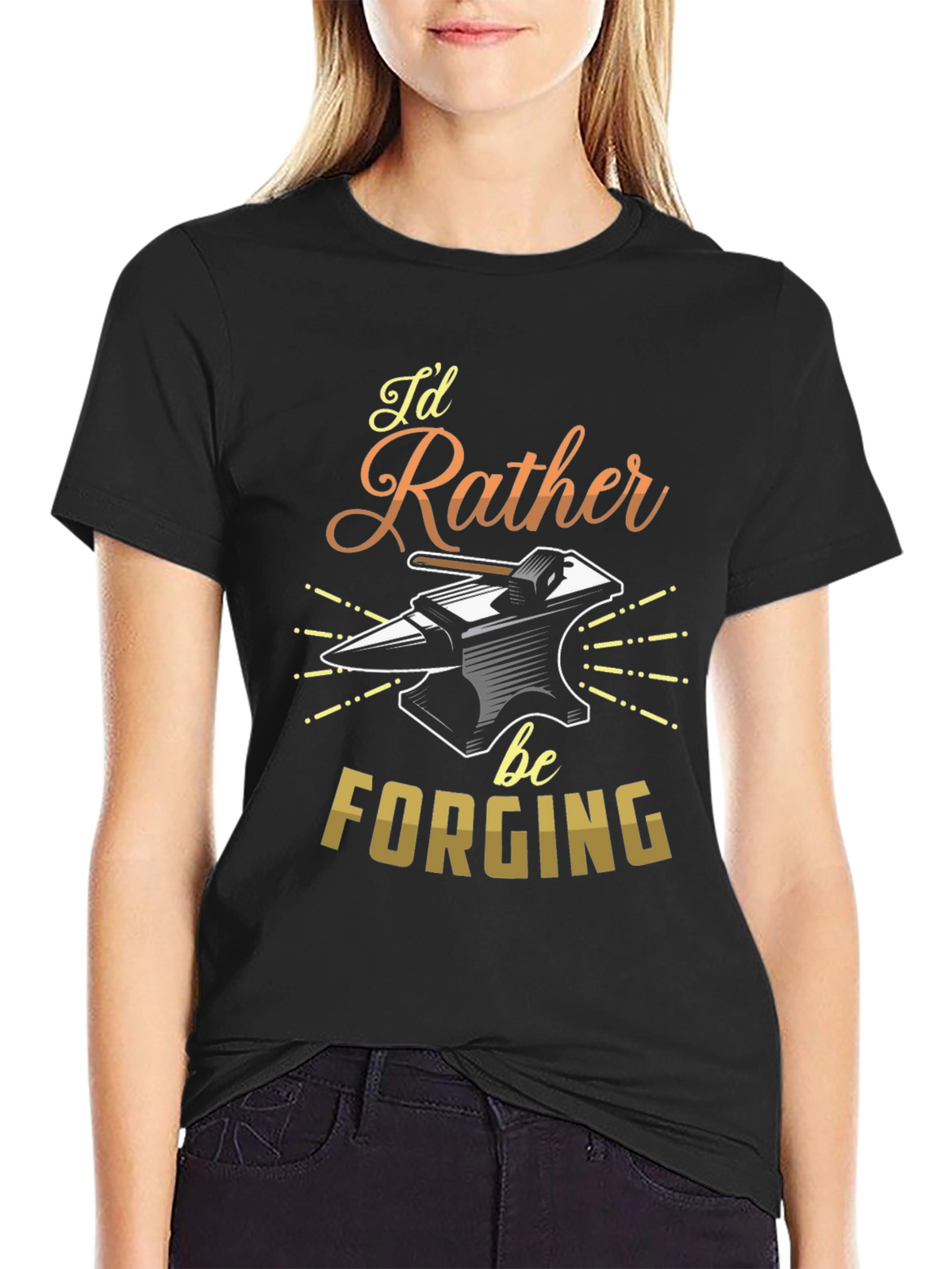 Id Rather Be Forging T-Shirt Blacksmith Anvil Tee