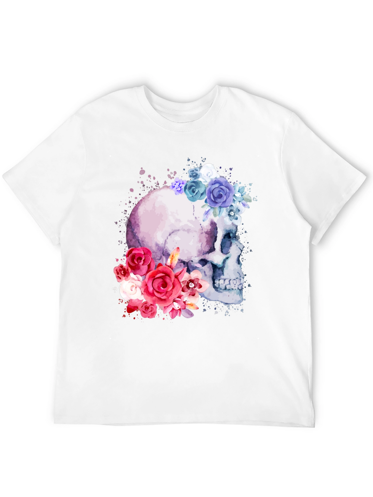 Floral Skull Graphic Tee - Mens Black T-Shirt