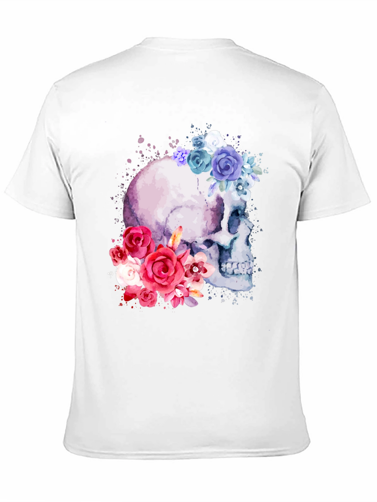 Floral Skull Graphic Tee - Mens Black T-Shirt