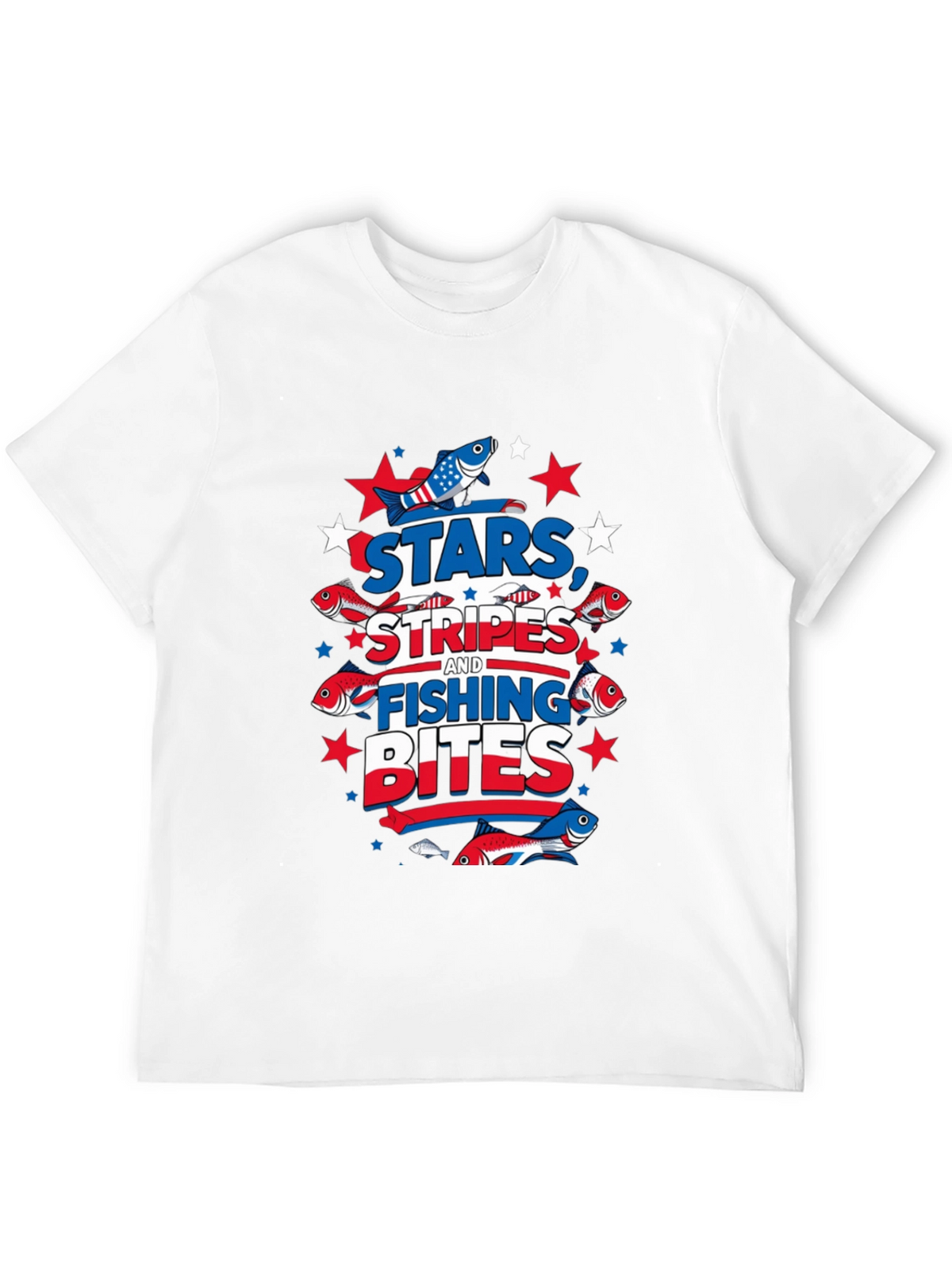 Stars Stripes Fishing Bites Patriotic Tee