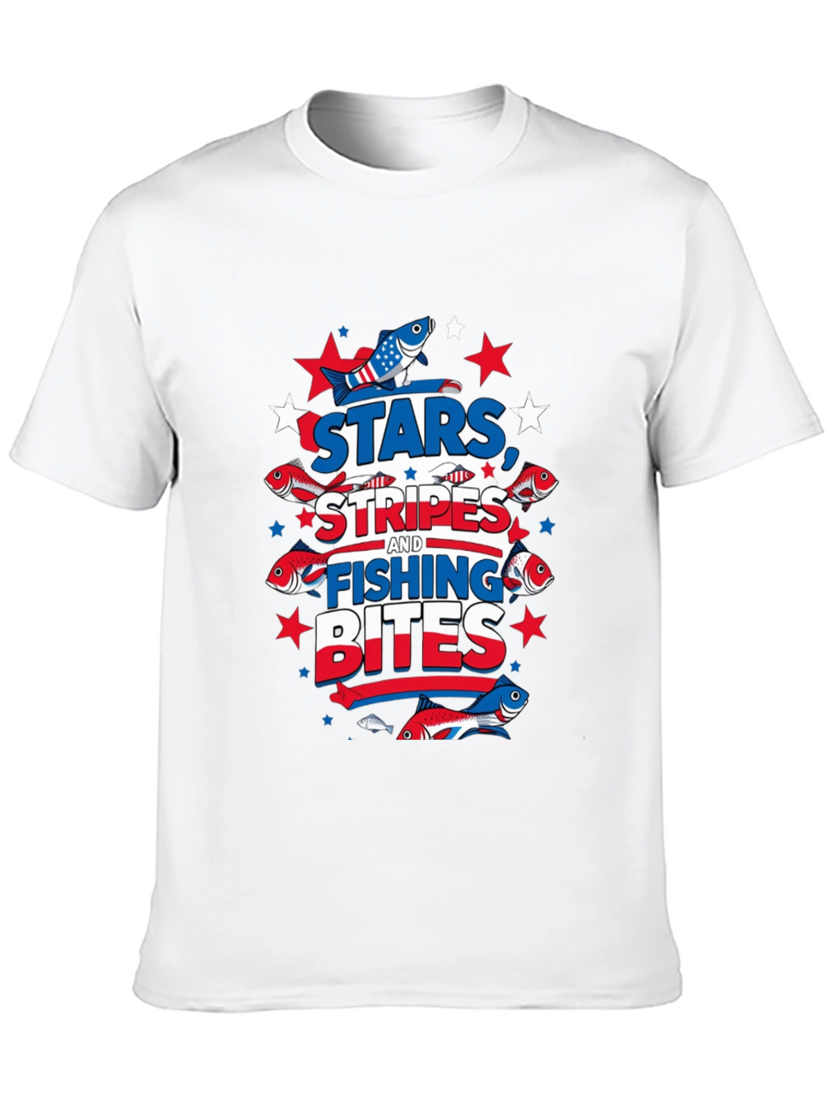 Stars Stripes Fishing Bites Patriotic Tee