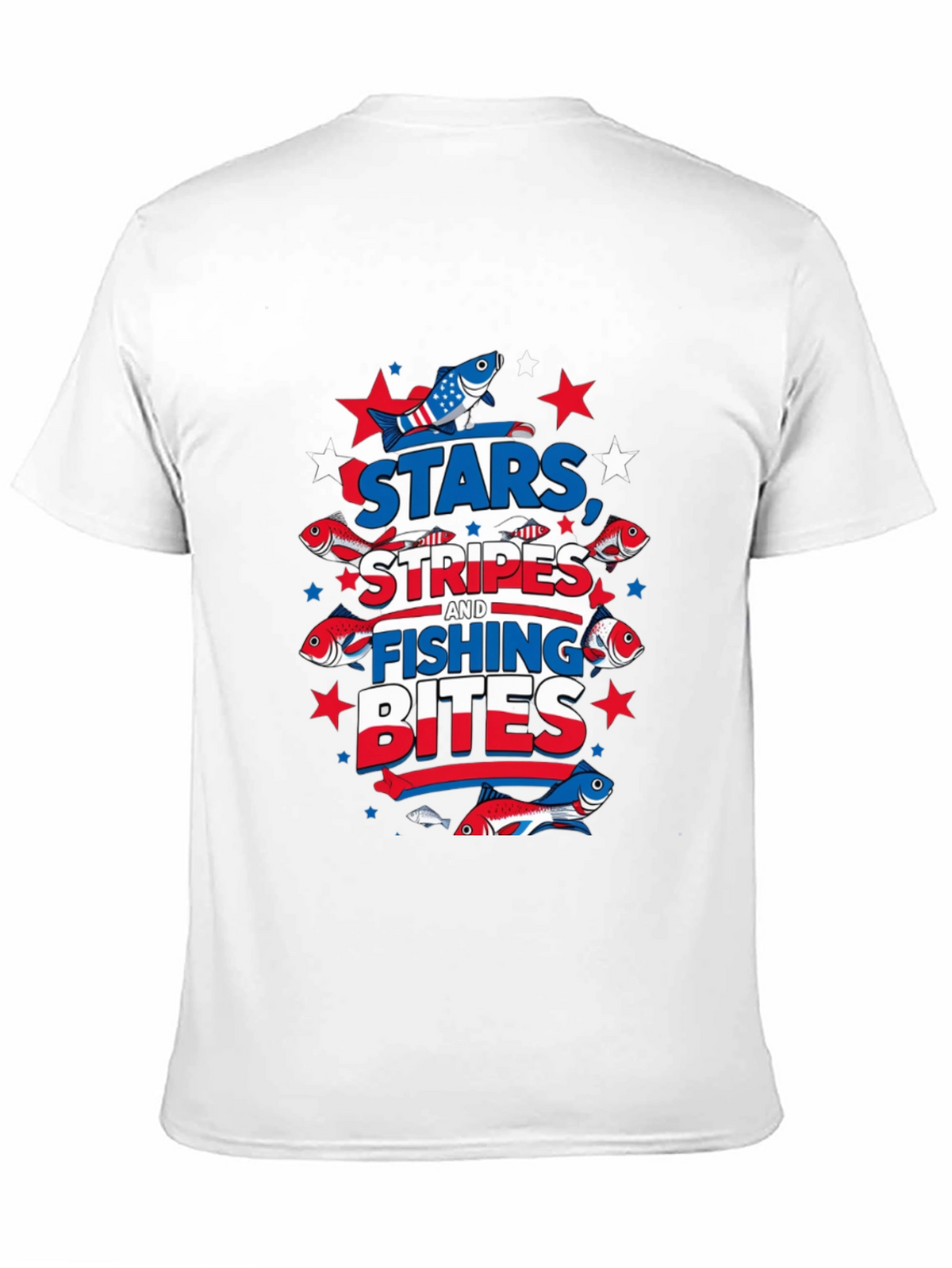 Stars Stripes Fishing Bites Patriotic Tee