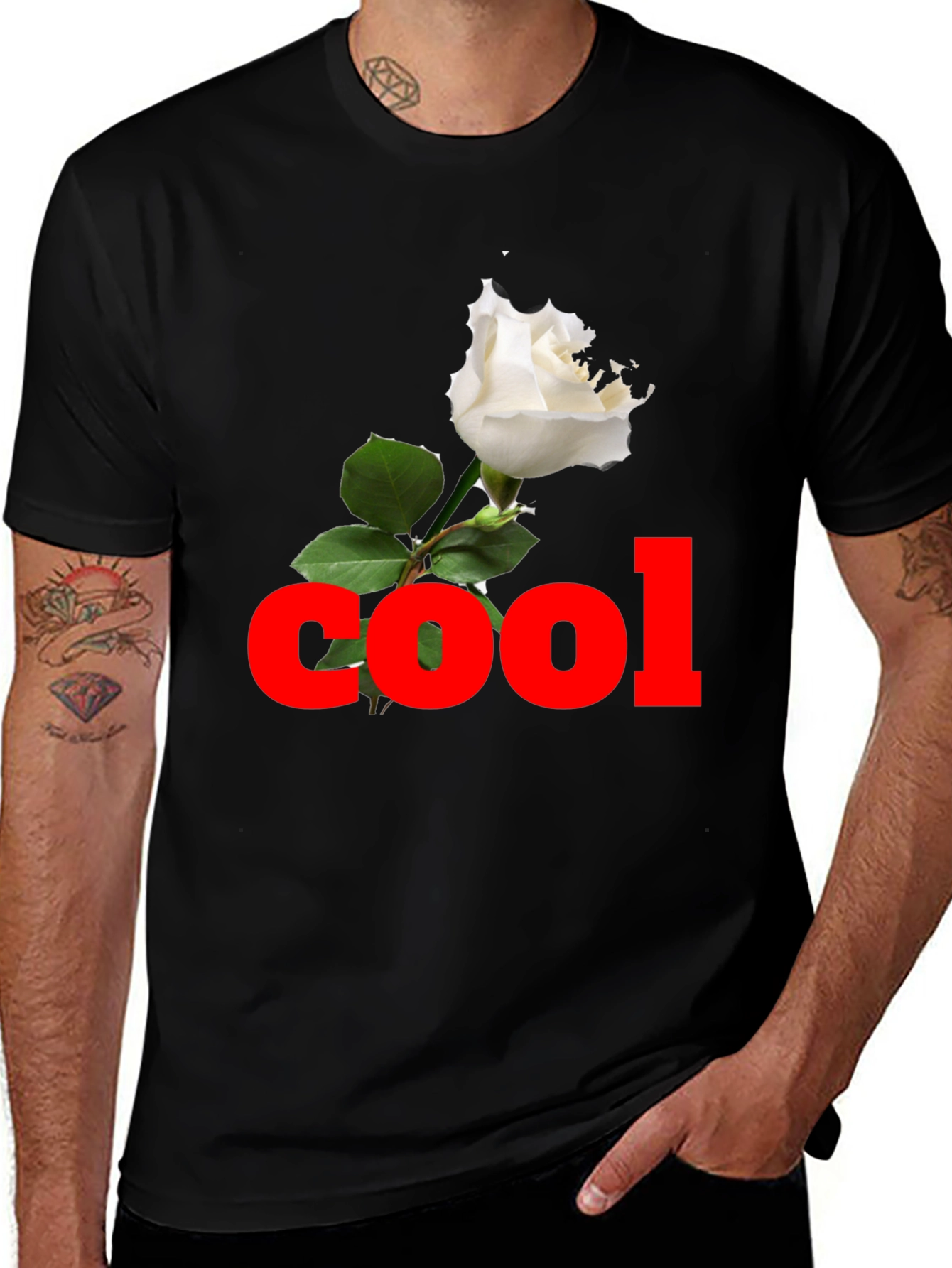 Cool Rose Black T-Shirt
