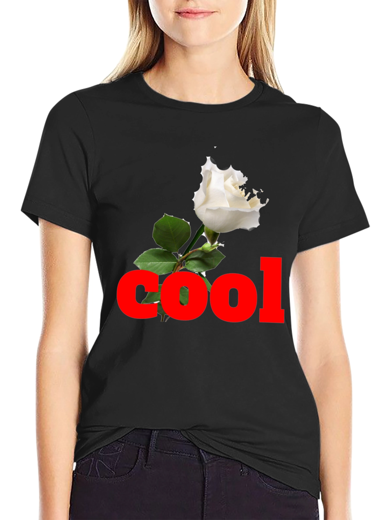 Cool Rose Black T-Shirt