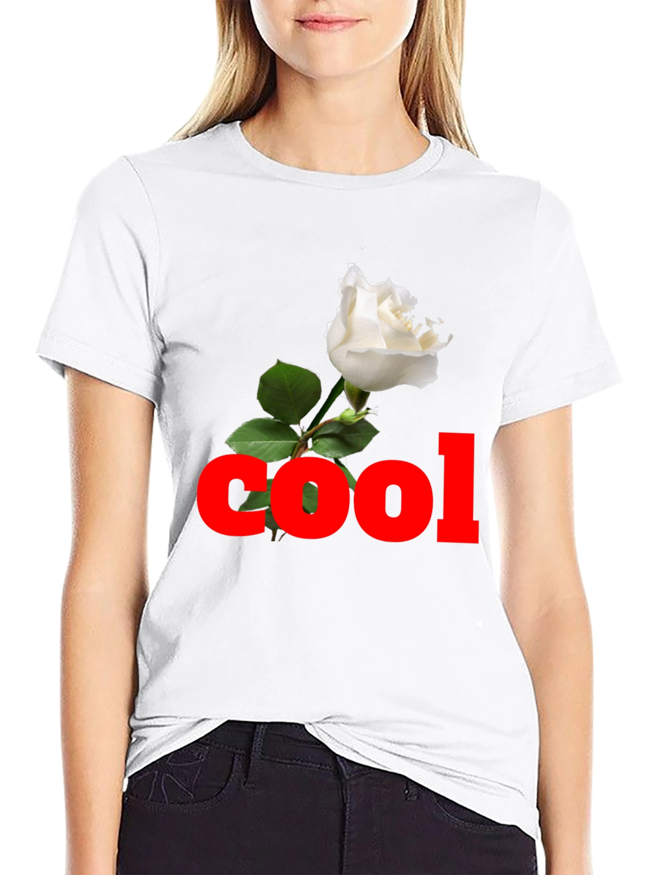 Cool Rose Black T-Shirt