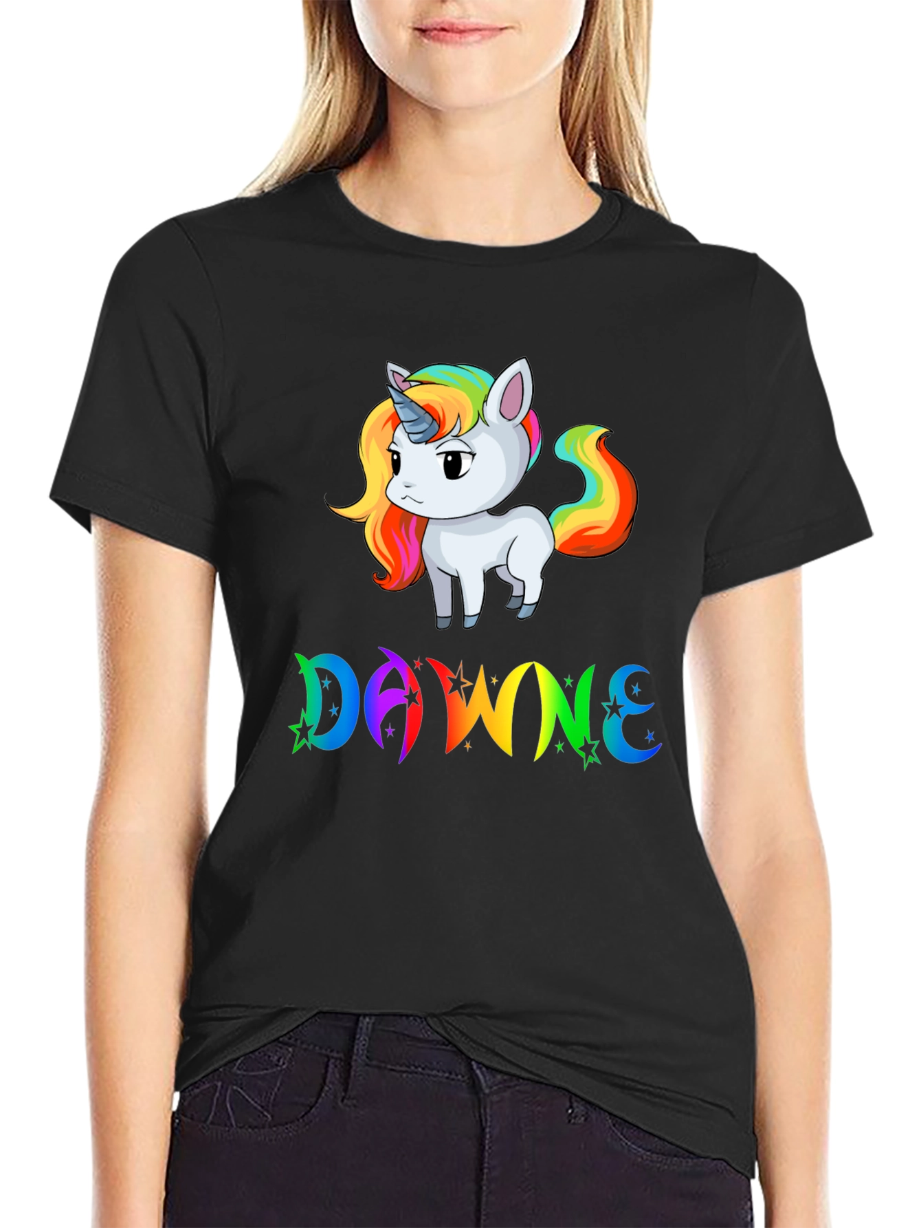 DAWNE Unicorn Black T-Shirt