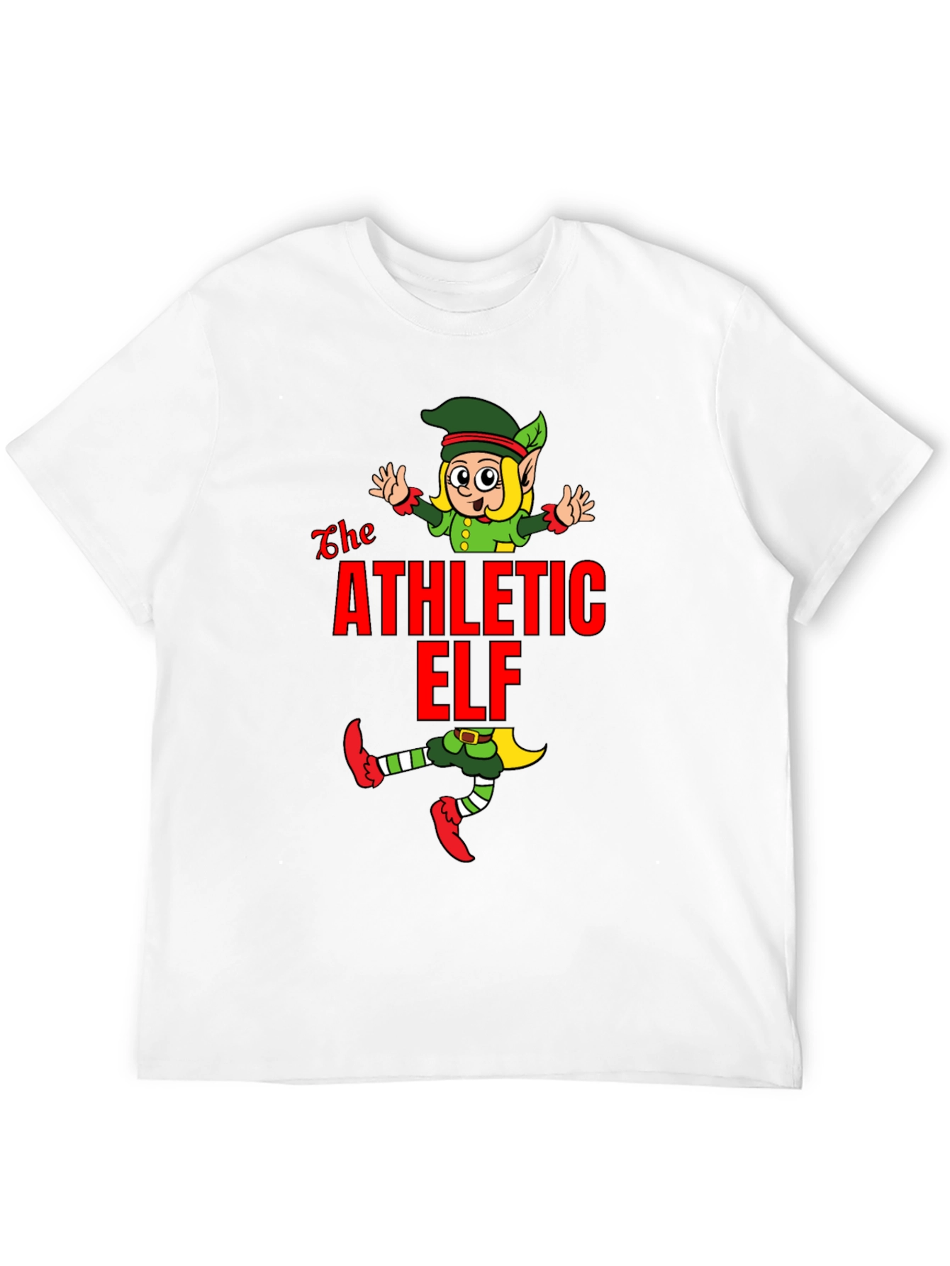 Athletic Elf Graphic Tee - Black Cotton T-Shirt