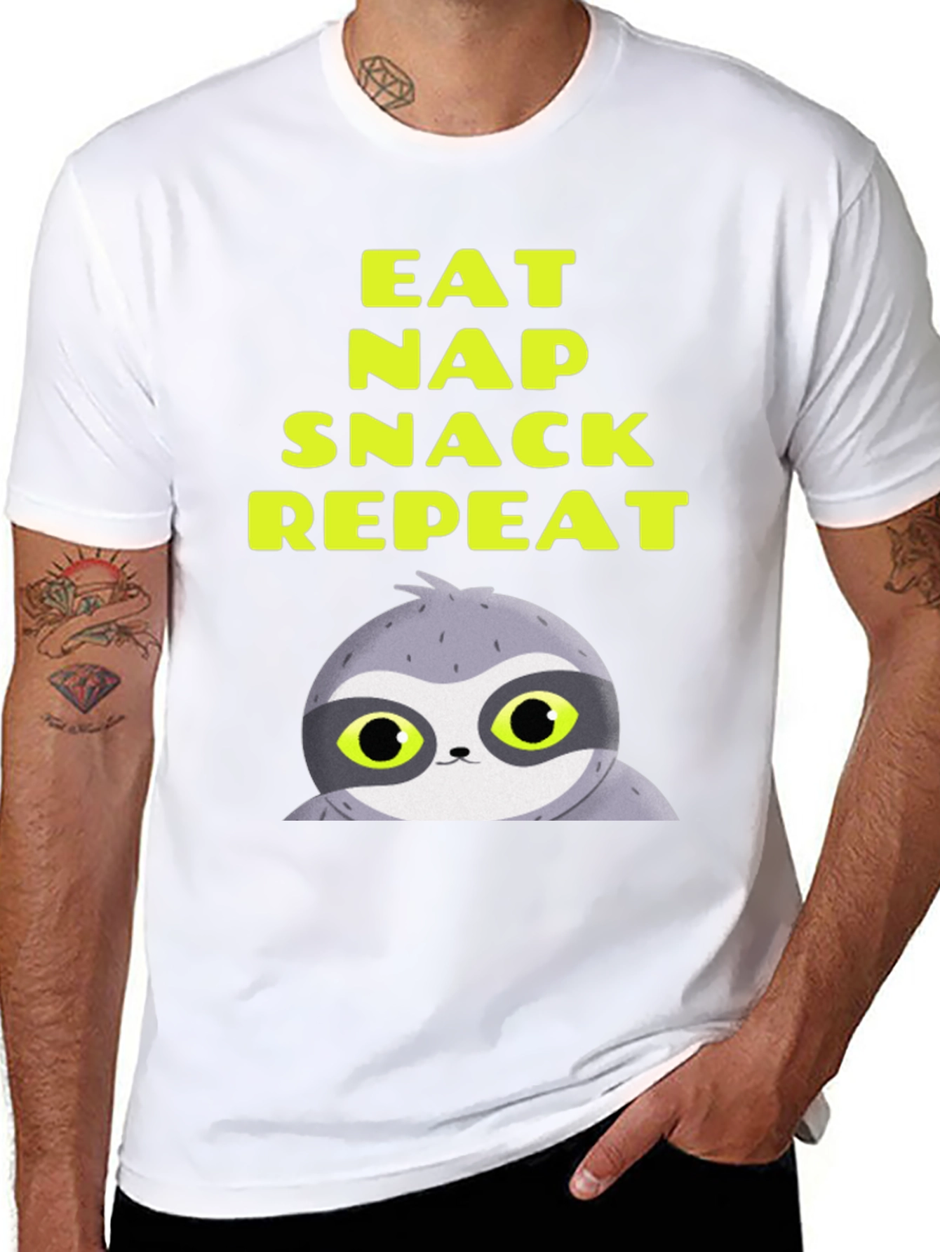 Eat Nap Snack Repeat Sloth Graphic Tee