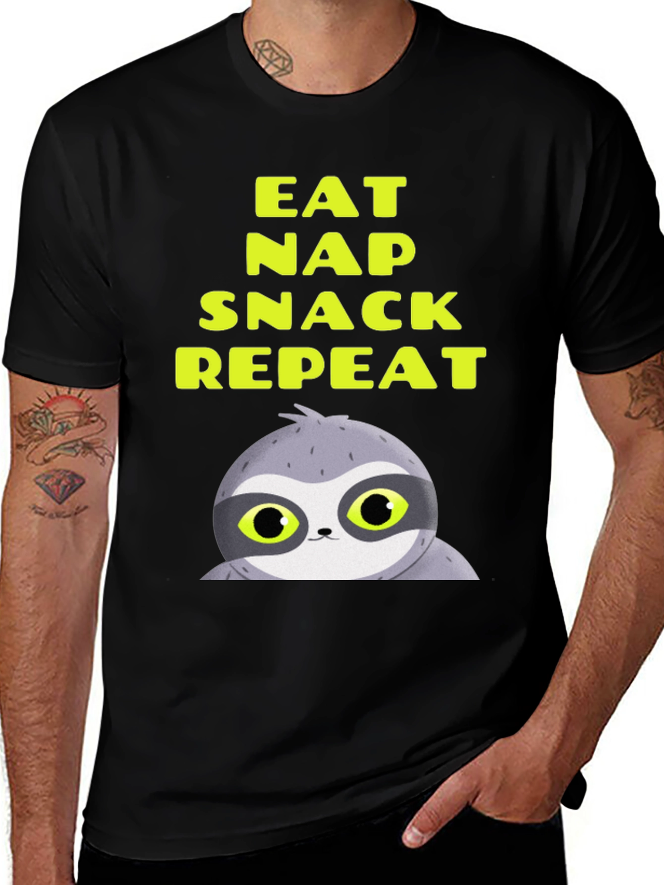 Eat Nap Snack Repeat Sloth Graphic Tee