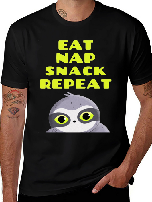 Eat Nap Snack Repeat Sloth Graphic Tee