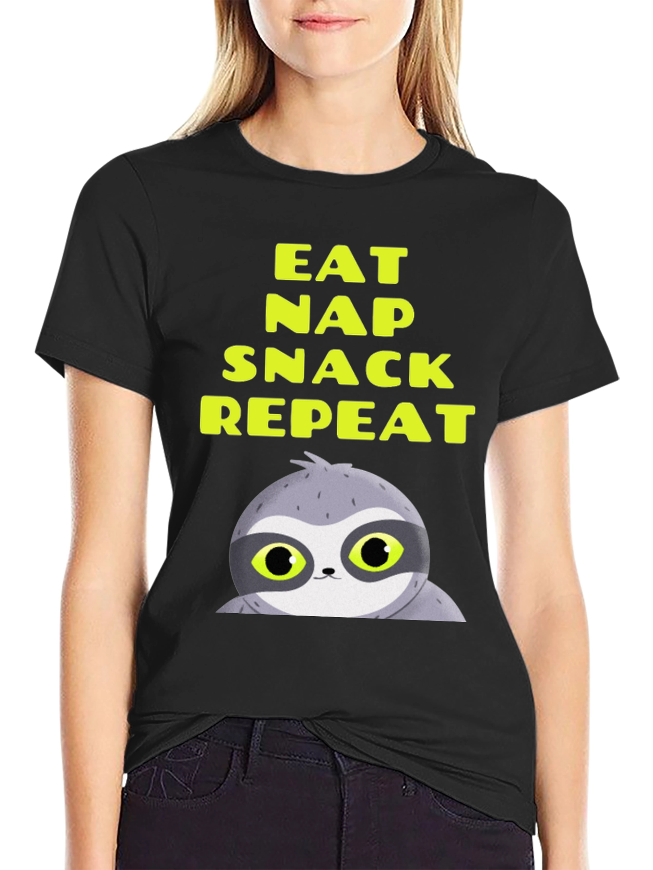 Eat Nap Snack Repeat Sloth Graphic Tee