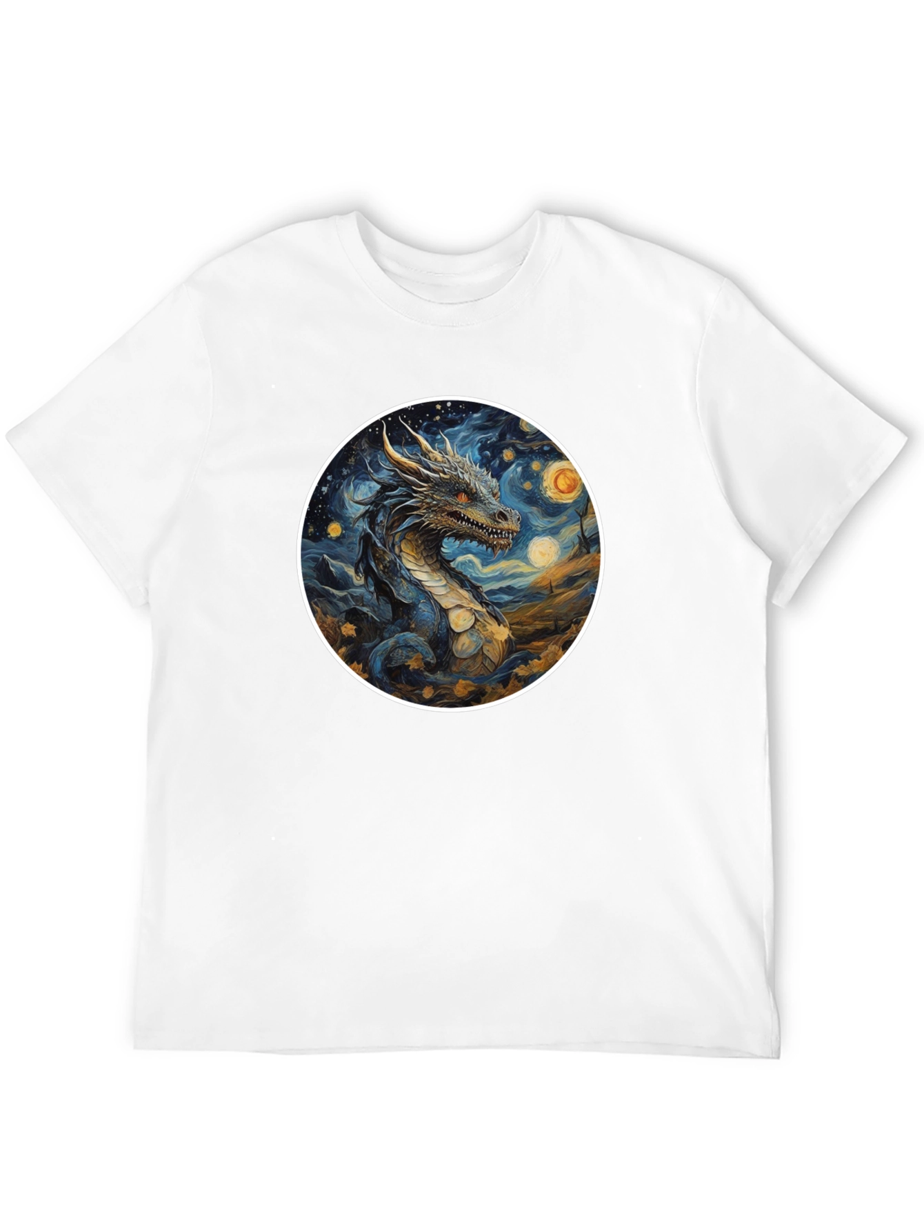 Dragon Starry Night Graphic Tee - Black