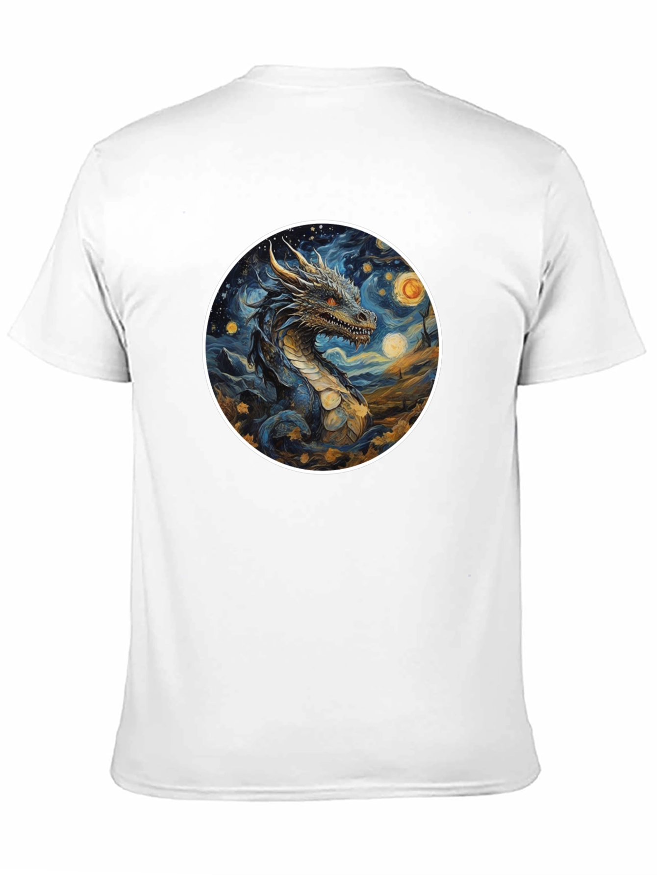 Dragon Starry Night Graphic Tee - Black