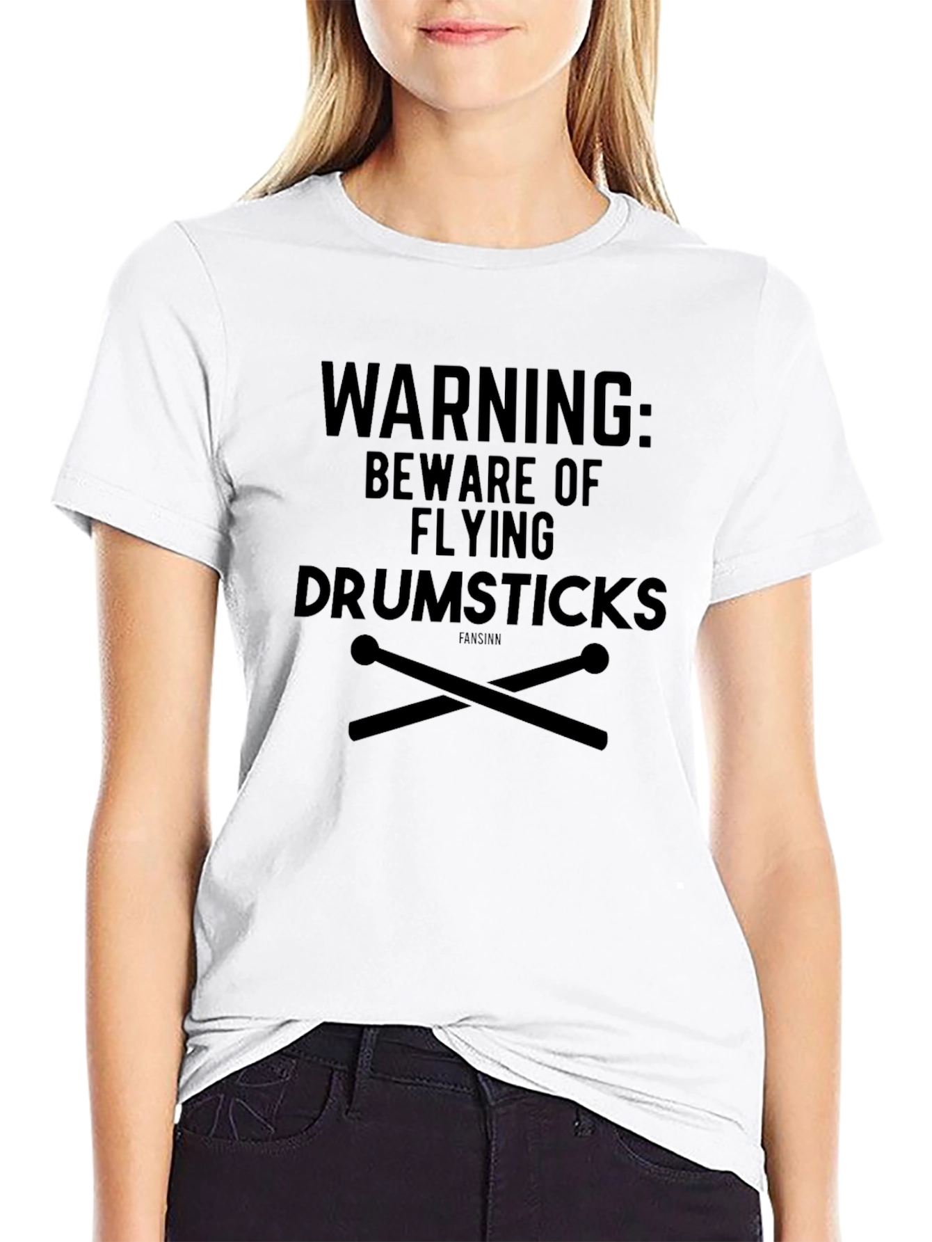 Warning: Beware of Flying Drumsticks Black T-Shirt