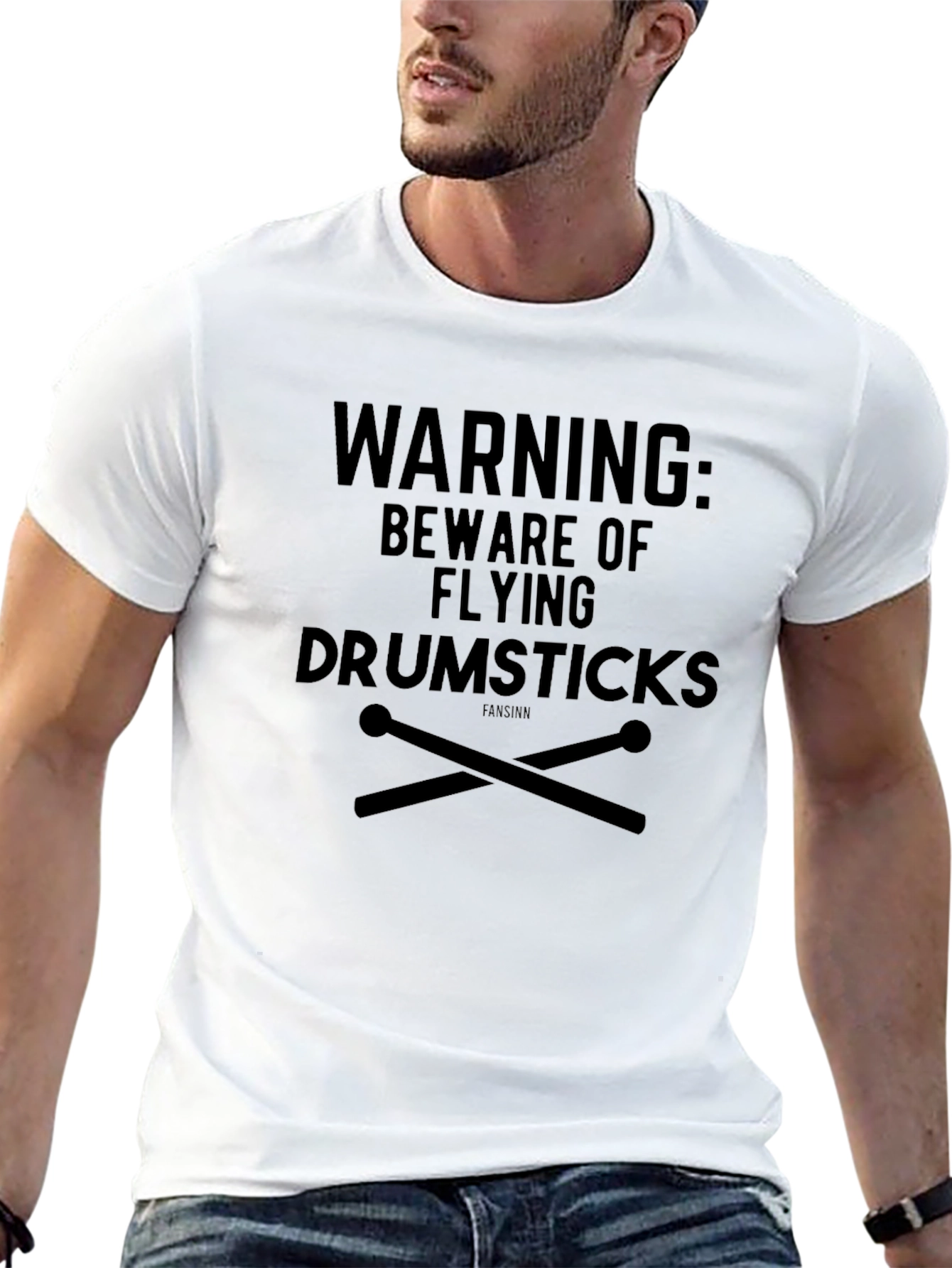 Warning: Beware of Flying Drumsticks Black T-Shirt