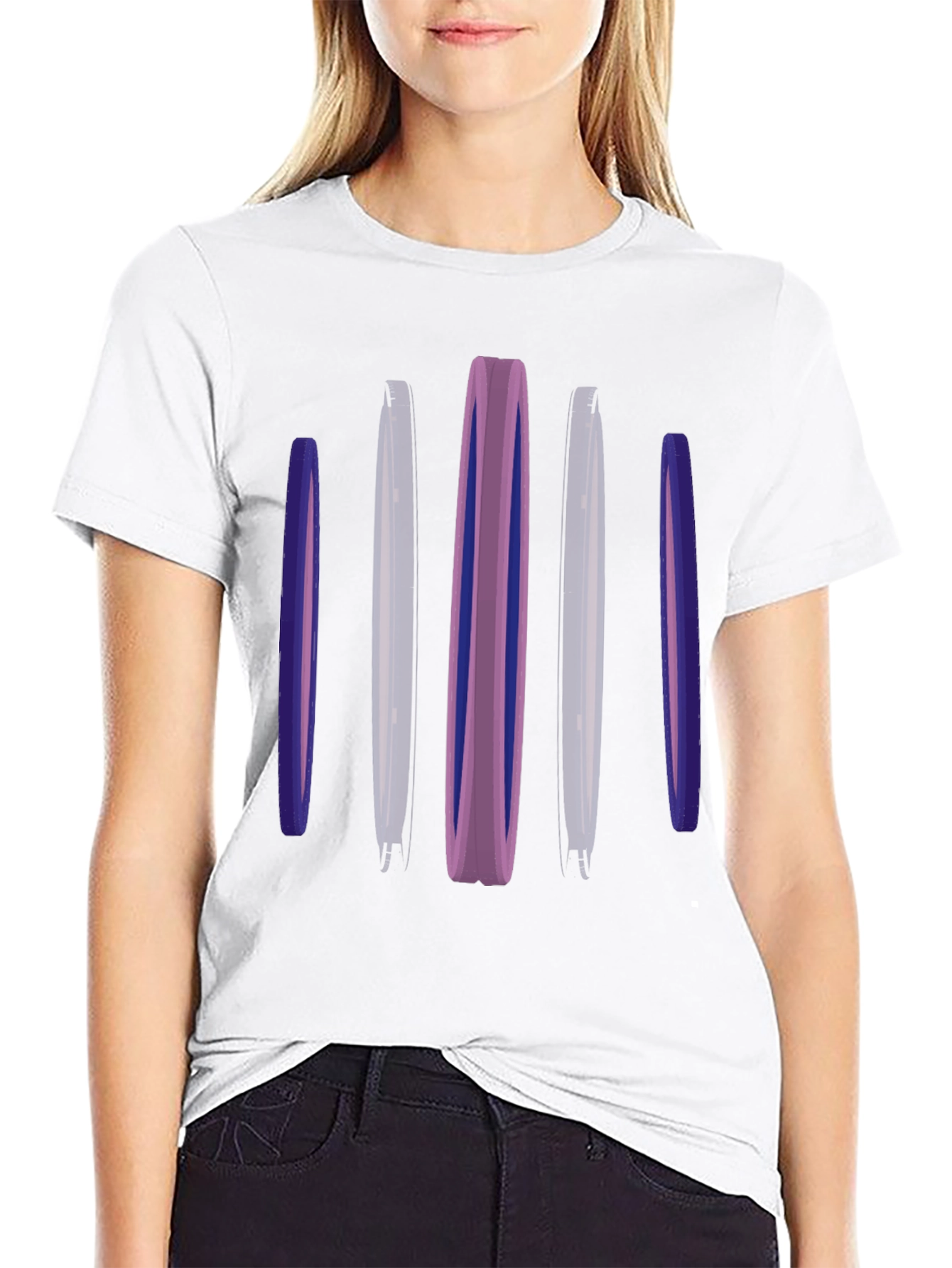 Abstract Vertical Bars Black T-Shirt