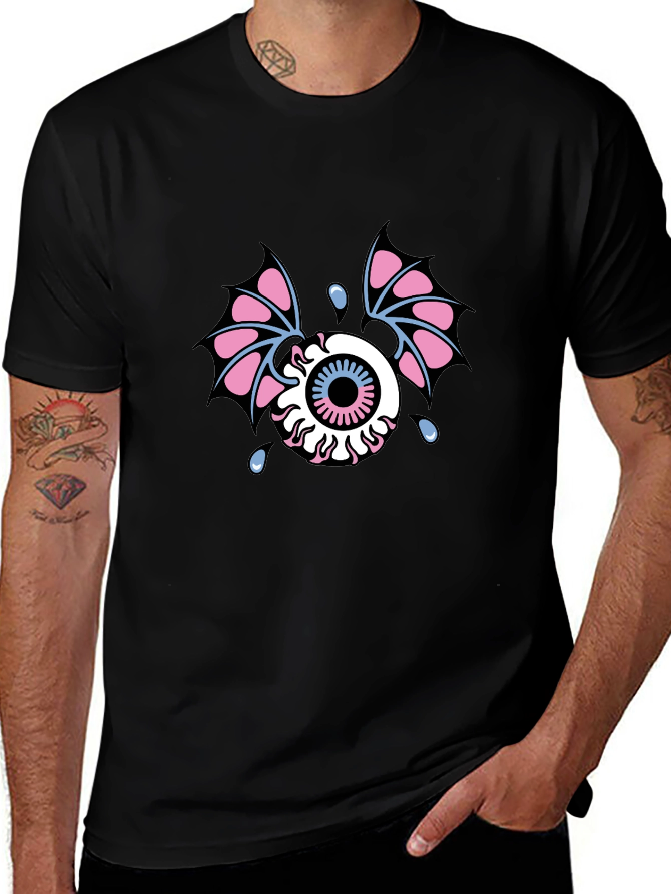 Eye With Wings Graphic Tee - Black Cotton