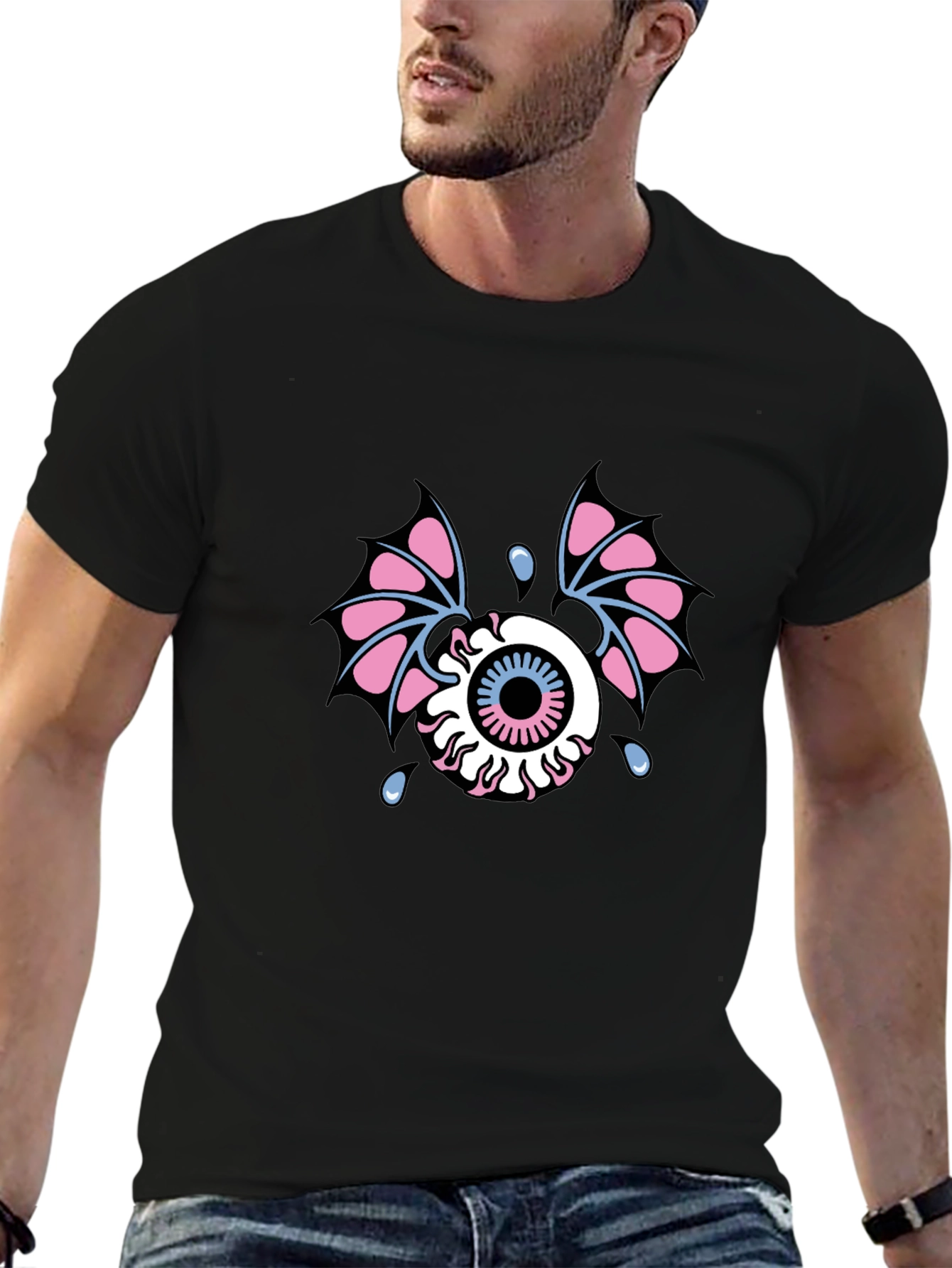 Eye With Wings Graphic Tee - Black Cotton