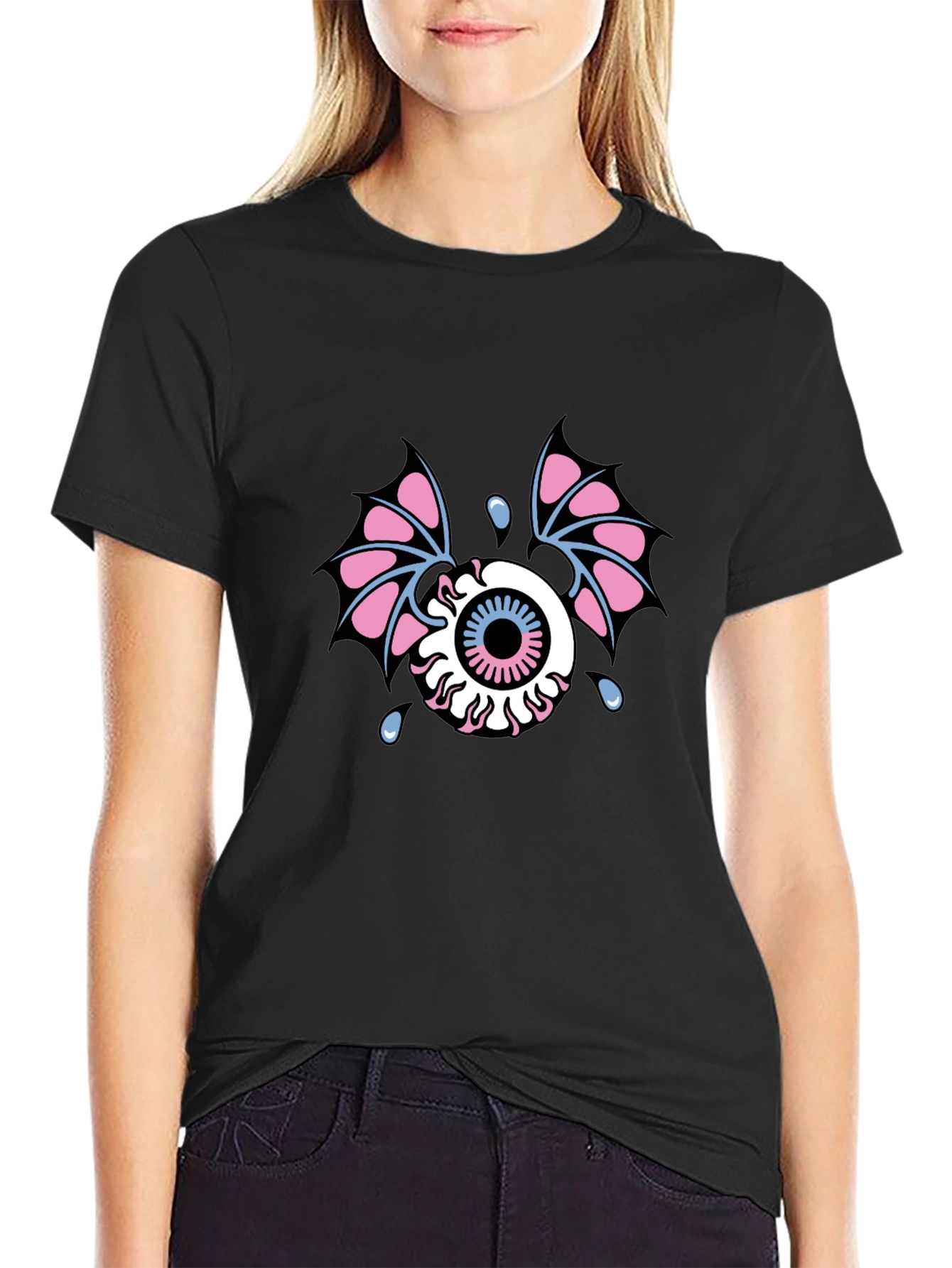 Eye With Wings Graphic Tee - Black Cotton