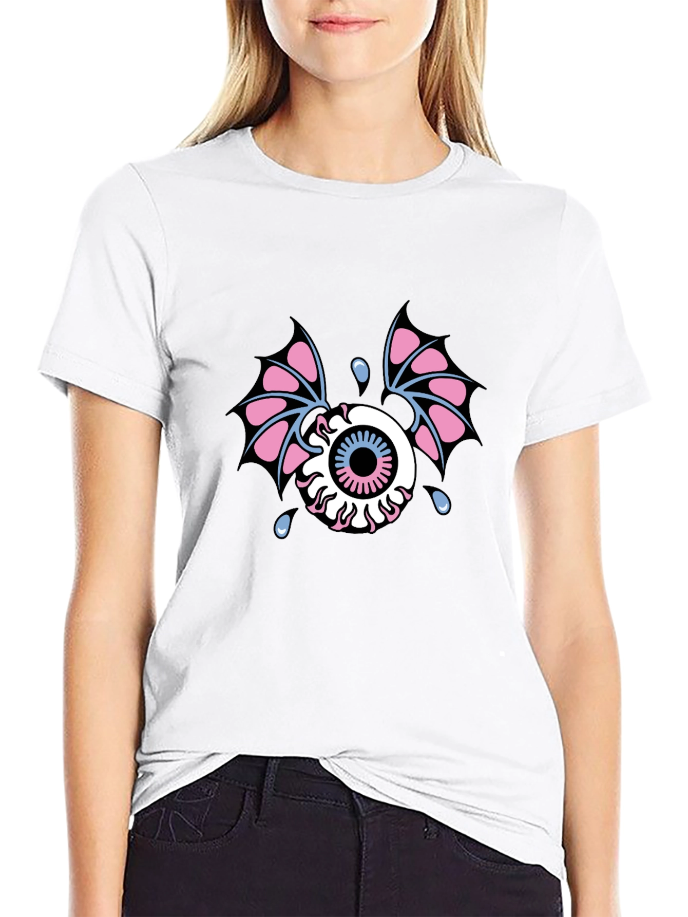 Eye With Wings Graphic Tee - Black Cotton