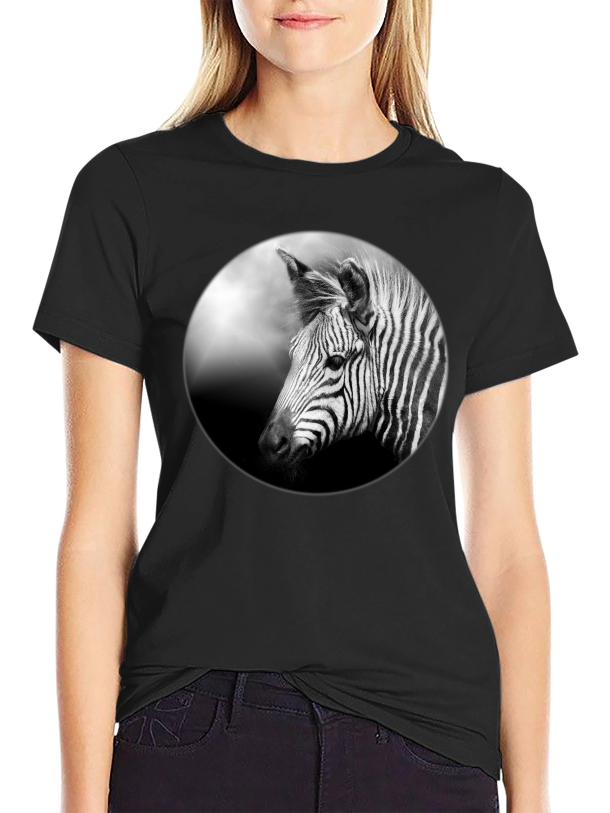 Black Zebra Portrait Graphic Tee