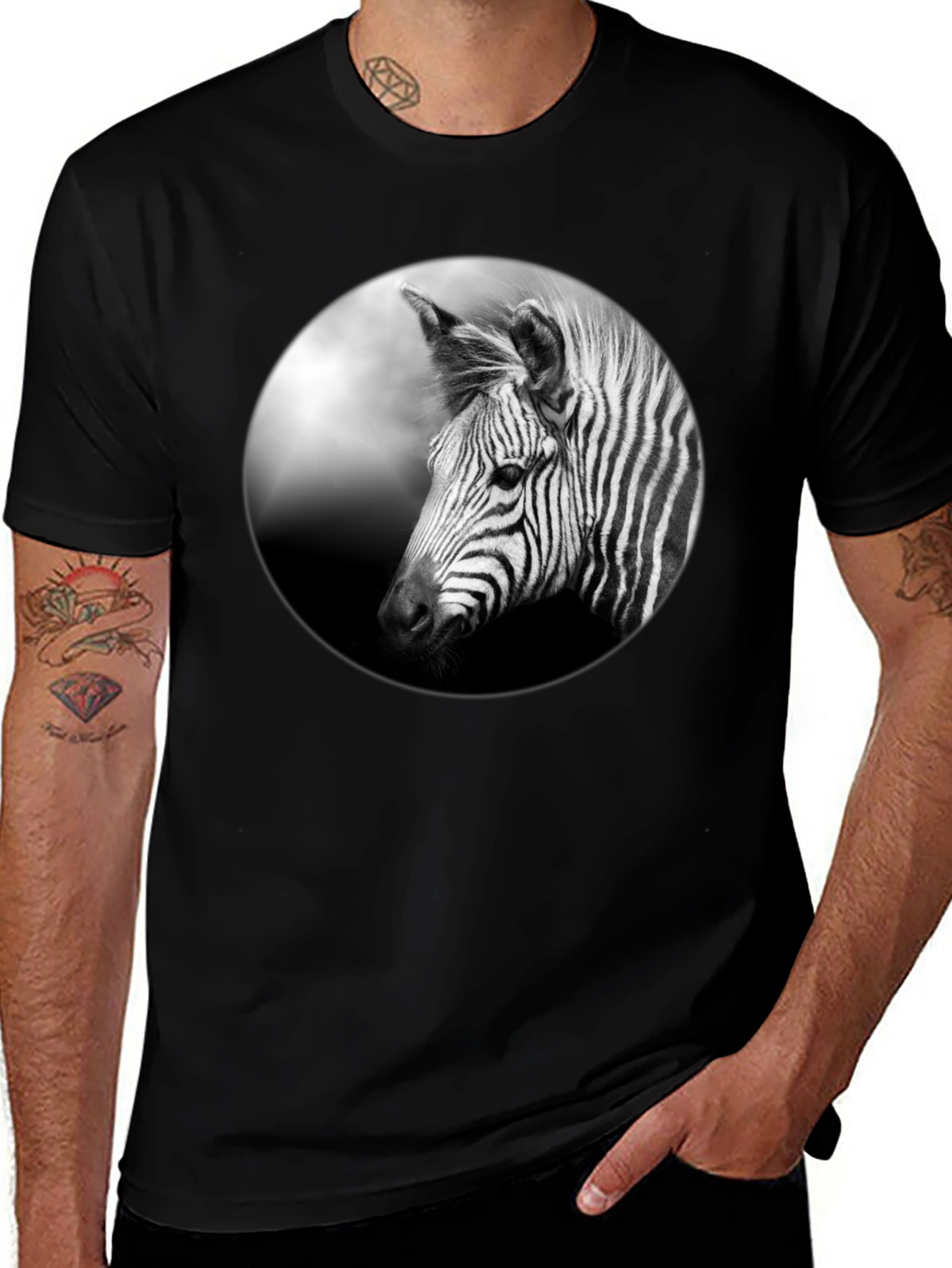 Black Zebra Portrait Graphic Tee