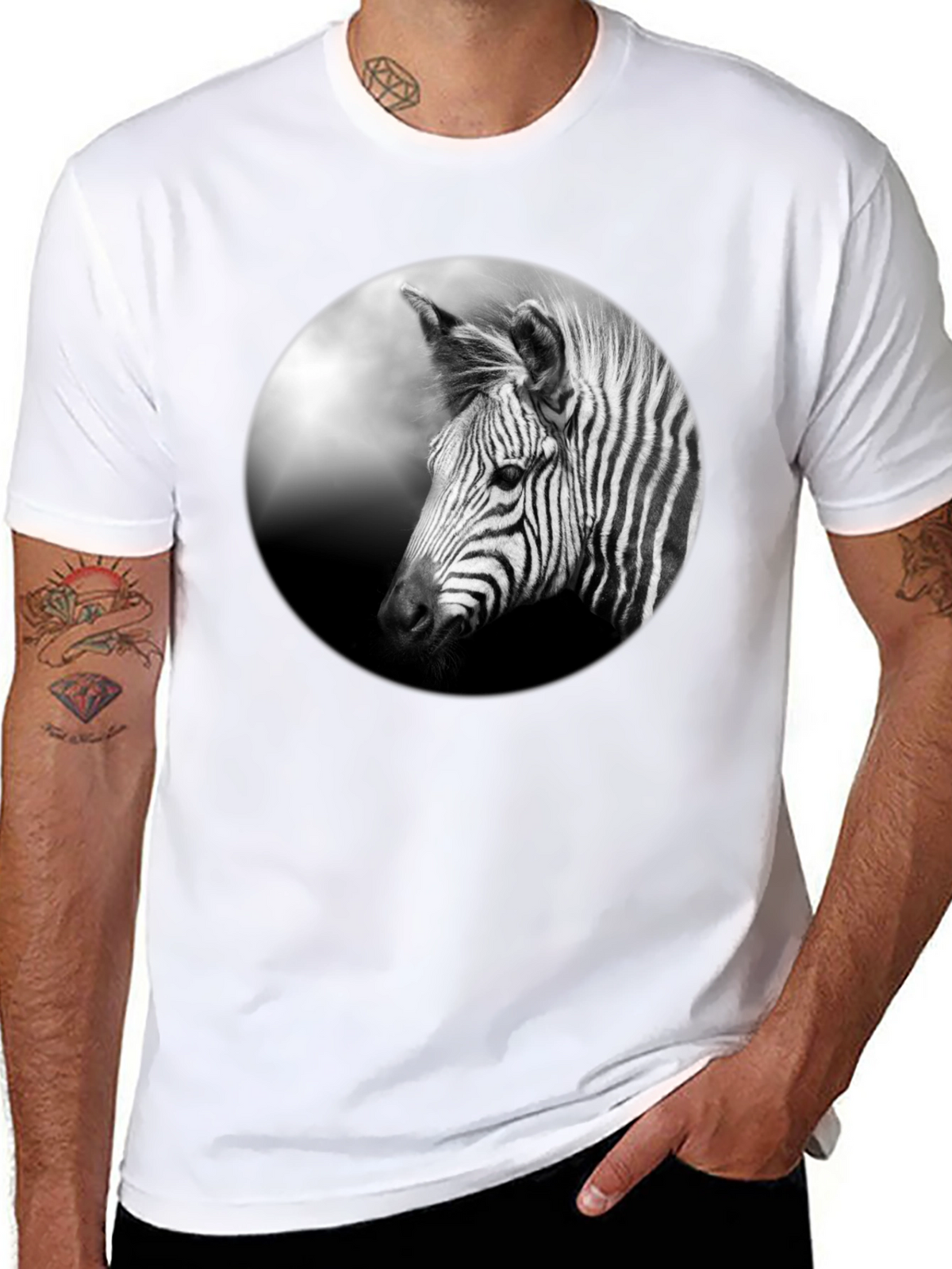 Black Zebra Portrait Graphic Tee