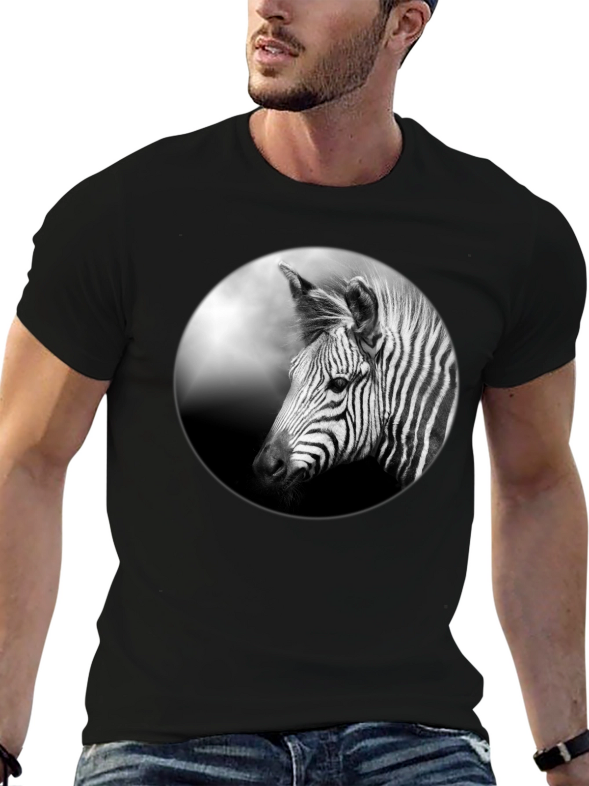 Black Zebra Portrait Graphic Tee