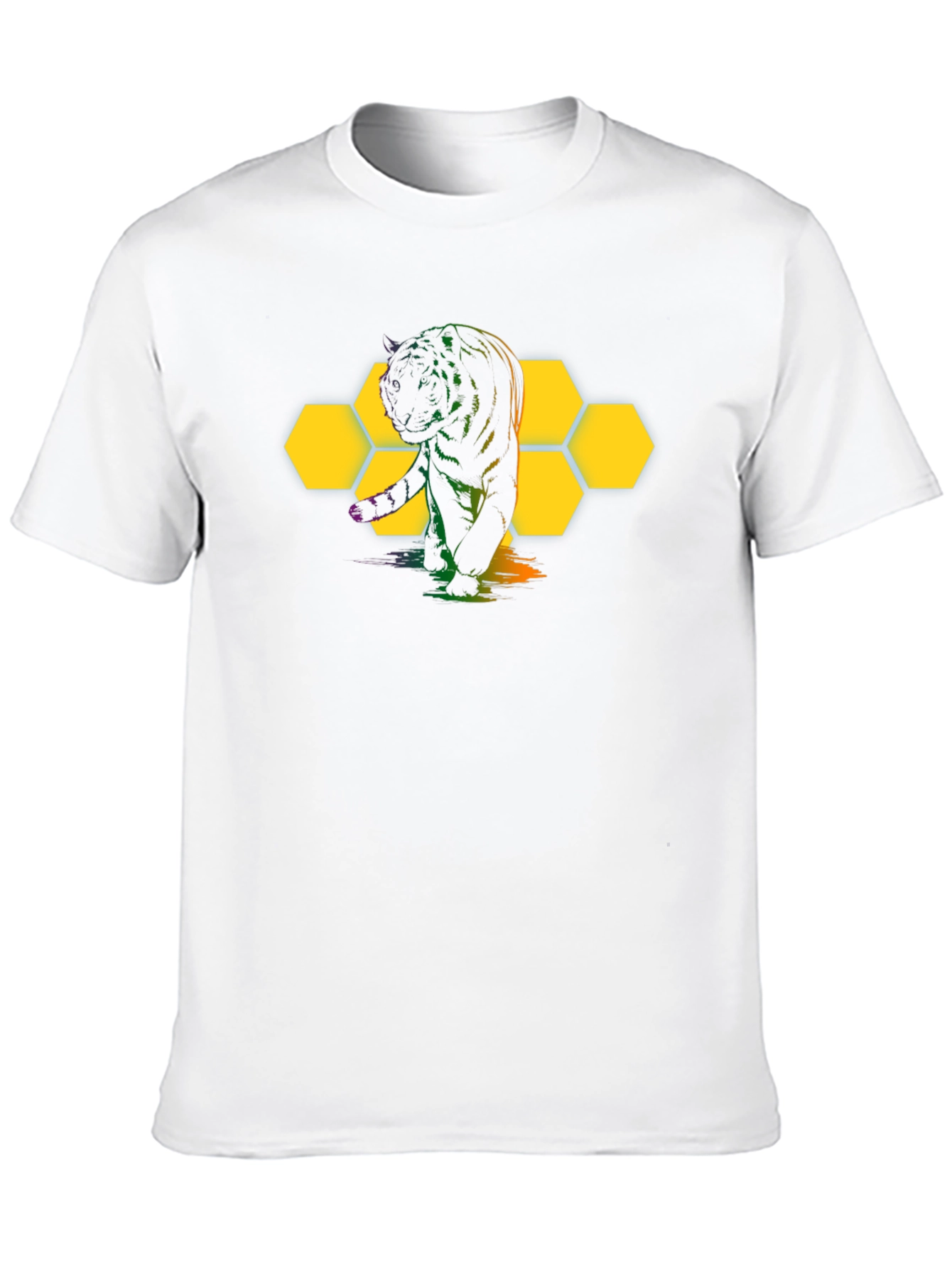 Tiger Hexagon Graphic Black T-Shirt