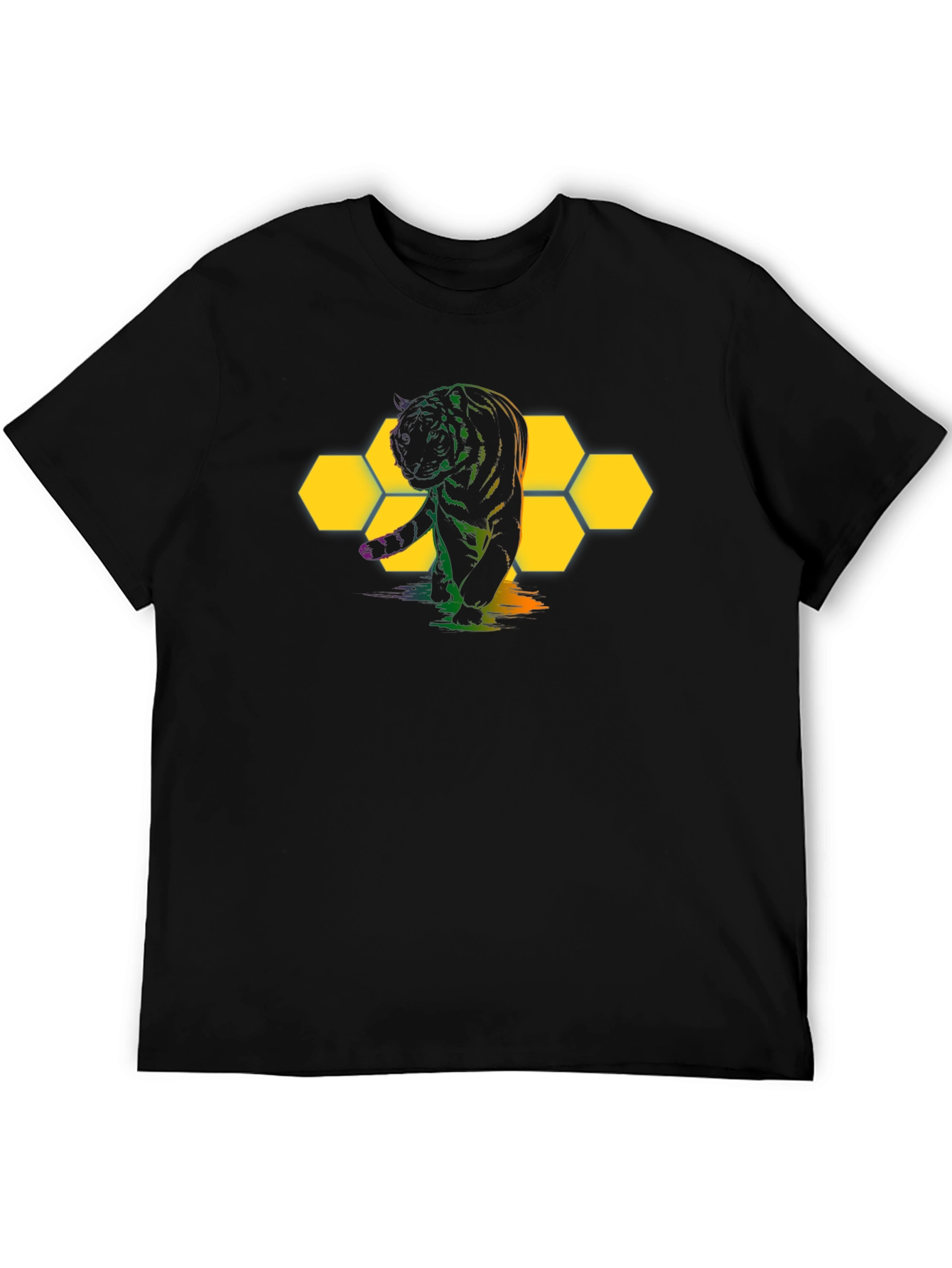 Tiger Hexagon Graphic Black T-Shirt