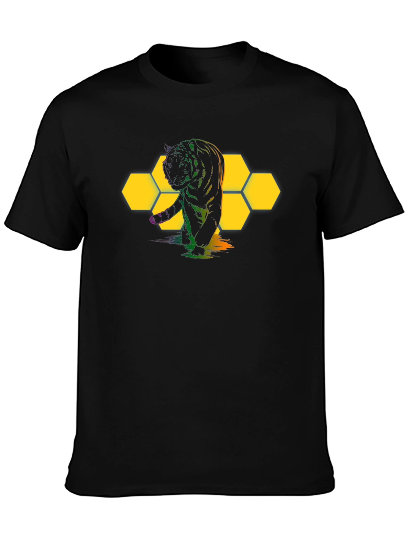 Tiger Hexagon Graphic Black T-Shirt